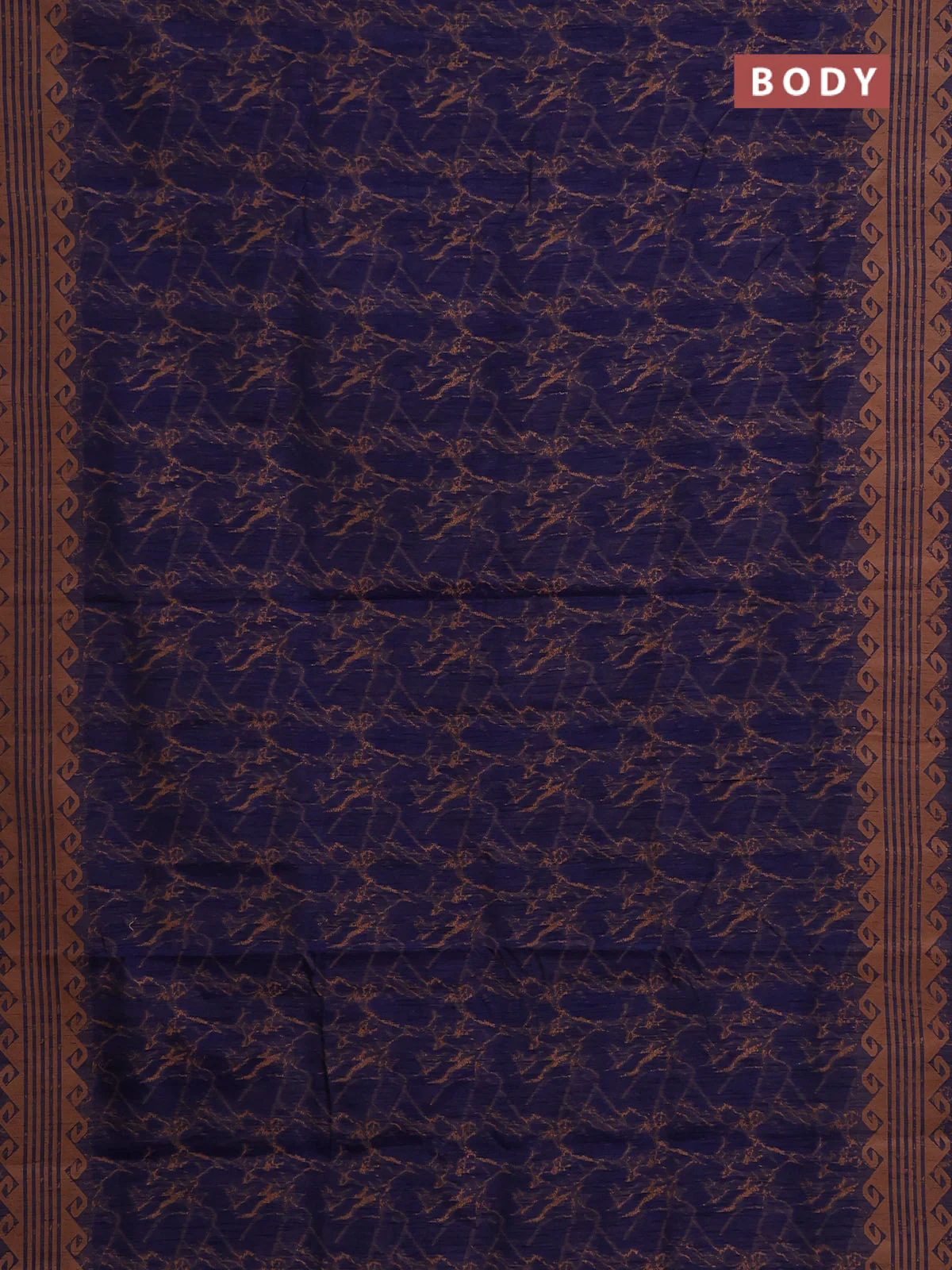 Banarasi semi matka saree navy blue and brown with allover thread weaves and thread woven border - Image 2
