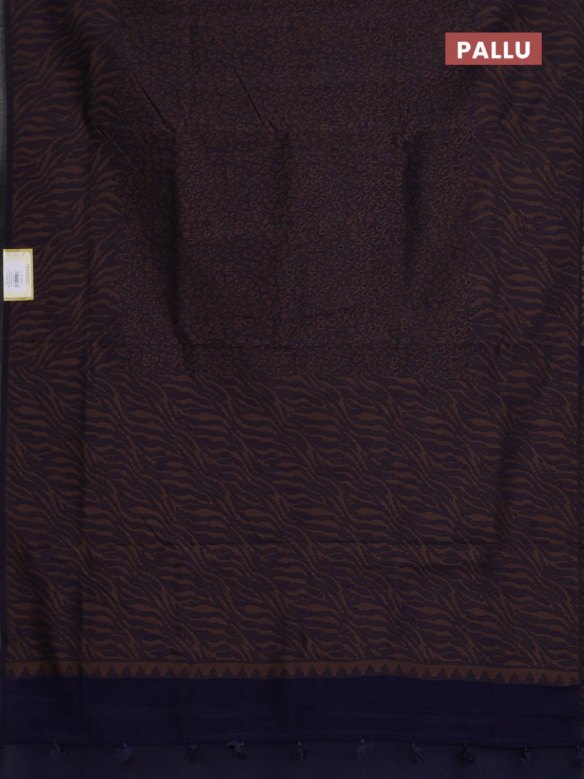 Banarasi semi matka saree navy blue with allover thread weaves in borderless style - Image 3