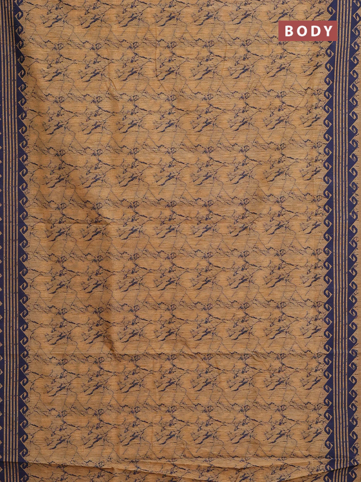 Banarasi semi matka saree sandal and navy blue with allover thread weaves and thread woven border - Image 2