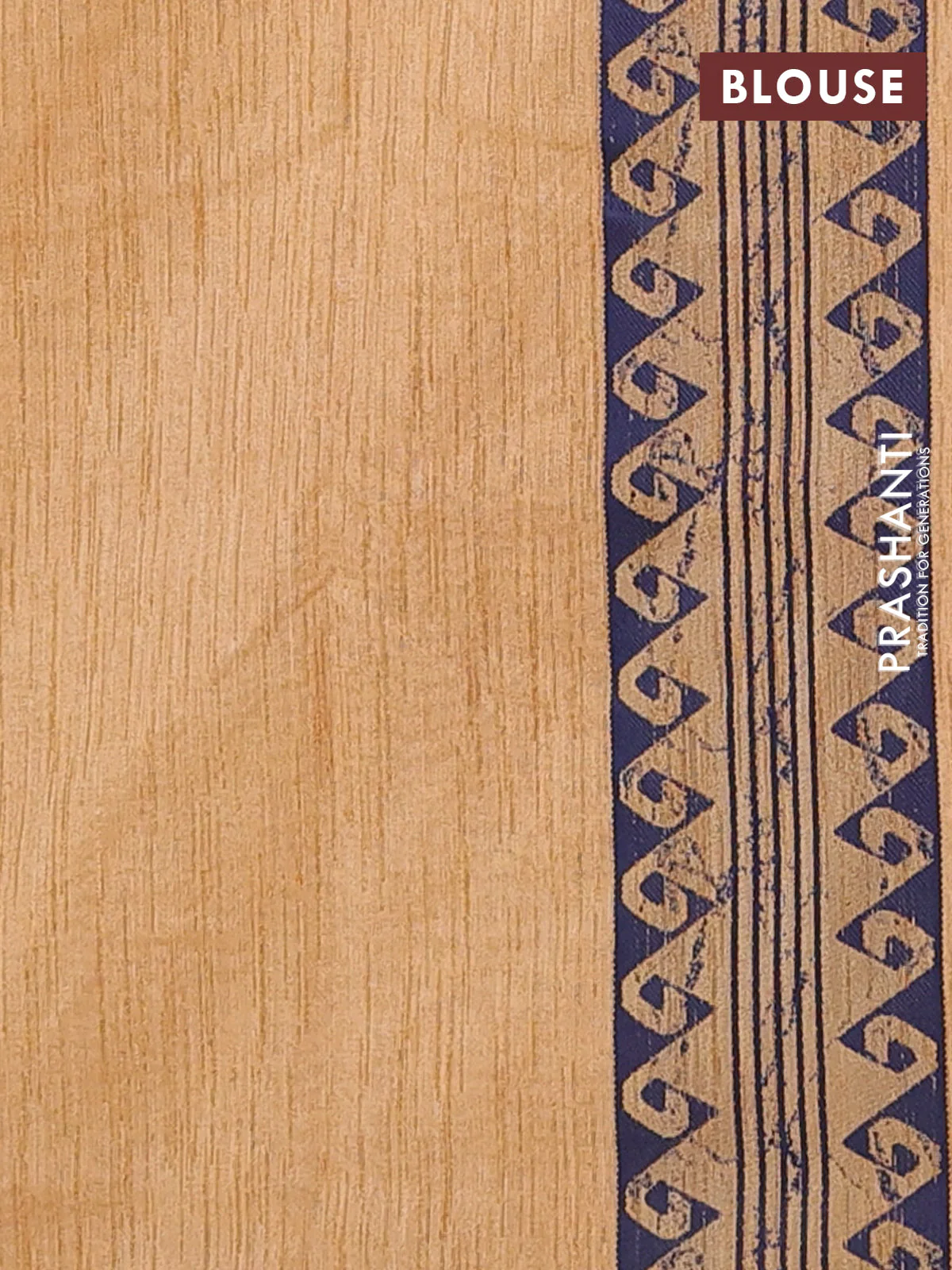Banarasi semi matka saree sandal and navy blue with allover thread weaves and thread woven border - Image 4