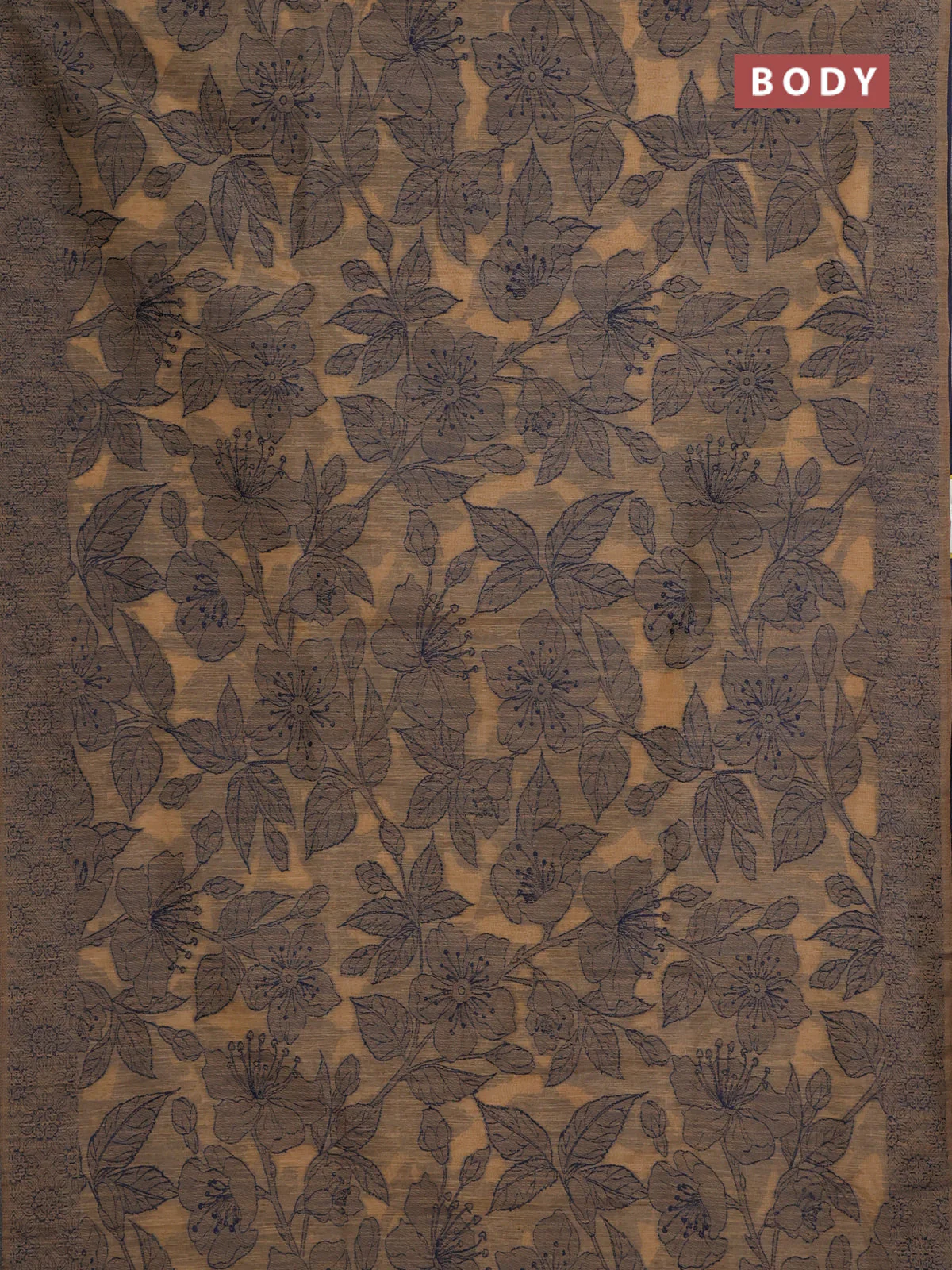 Banarasi semi matka saree sandal with allover thread floral weaves and thread woven border - Image 2