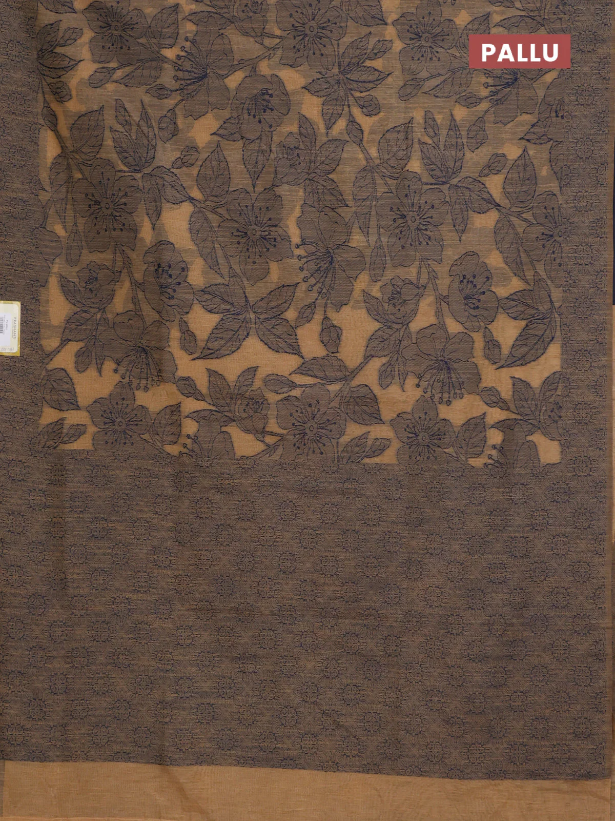 Banarasi semi matka saree sandal with allover thread floral weaves and thread woven border - Image 3
