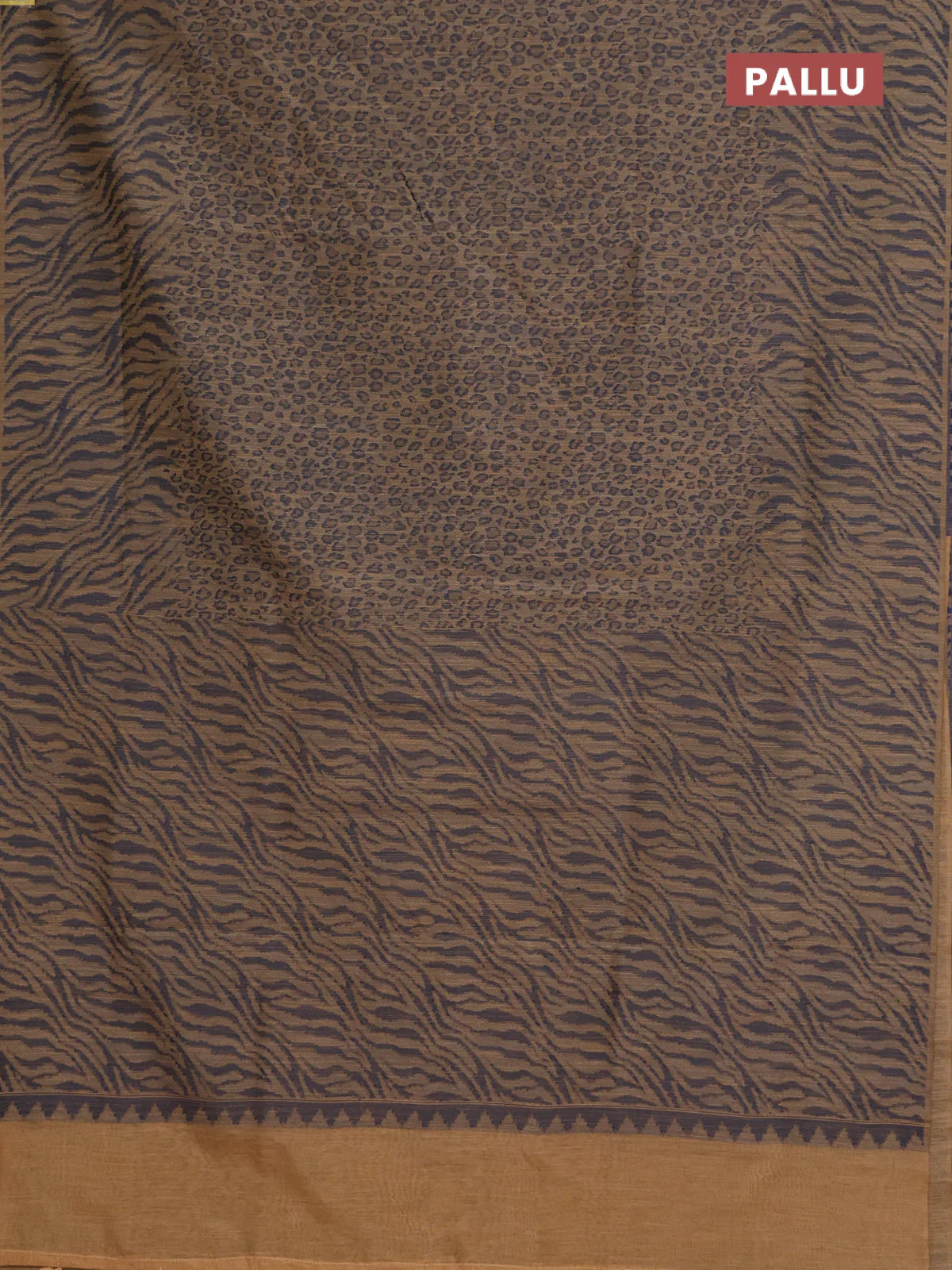 Banarasi semi matka saree sandal with allover thread weaves in borderless style - Image 3