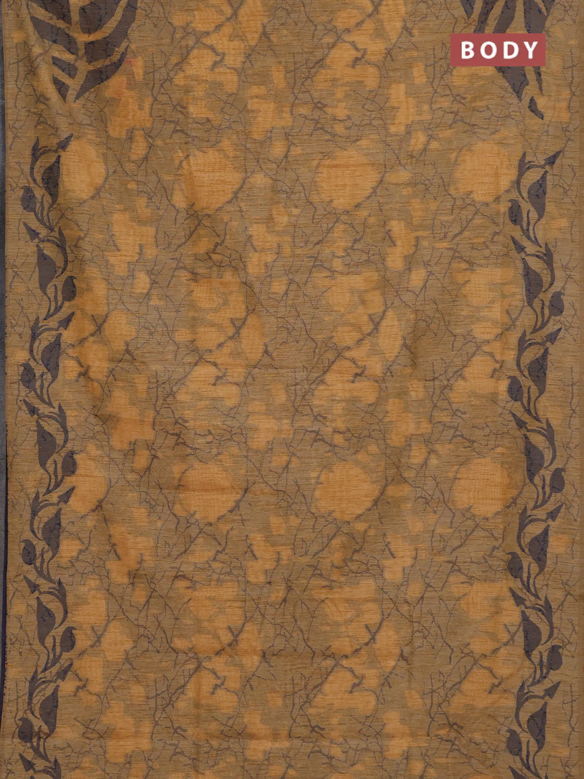 Banarasi semi matka saree sandal with allover thread weaves in borderless style - Image 2