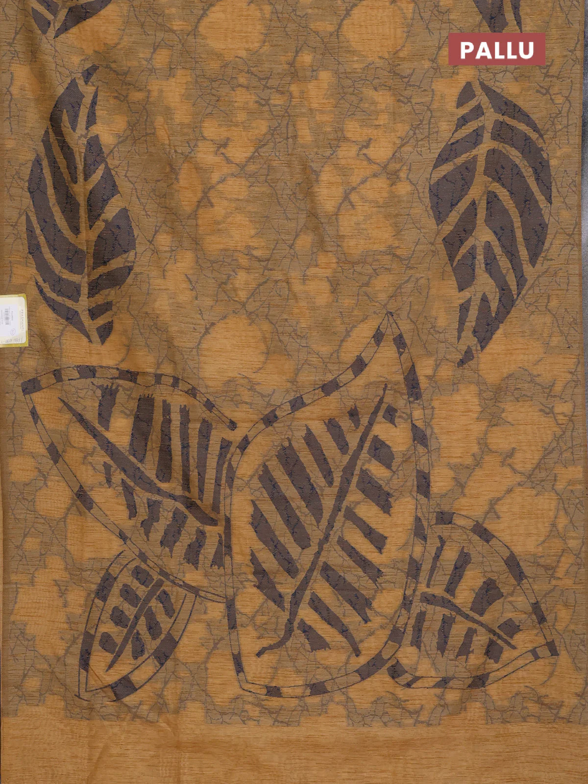 Banarasi semi matka saree sandal with allover thread weaves in borderless style - Image 3