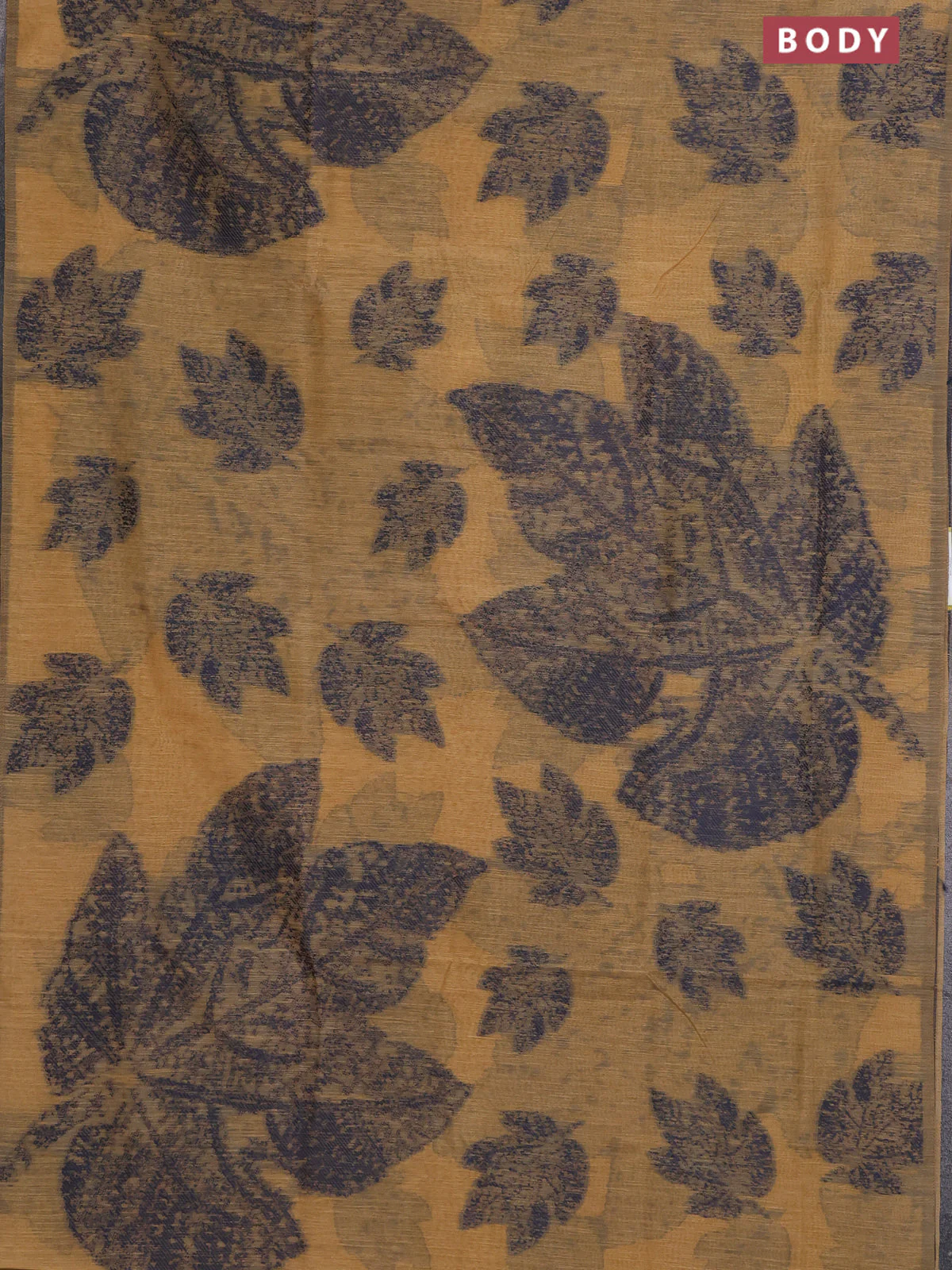 Banarasi semi matka saree sandal with allover thread woven leaf butta weaves in borderless style - Image 2