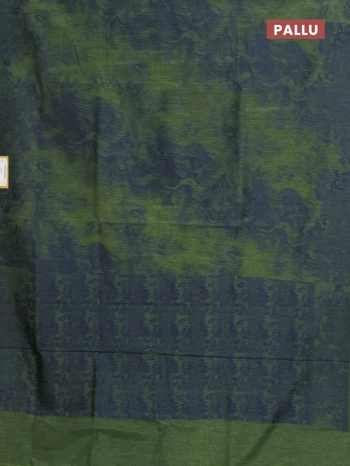 Banarasi semi matka saree sap green with allover thread weaves in borderless style - Image 3