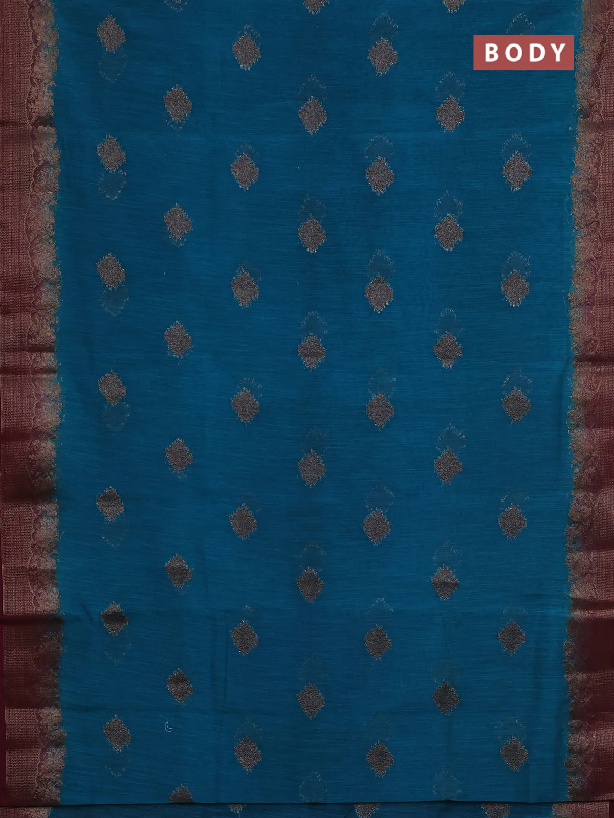 Banarasi semi matka saree teal blue shade and wine shade with thread & zari woven buttas and banarasi style border - Image 2