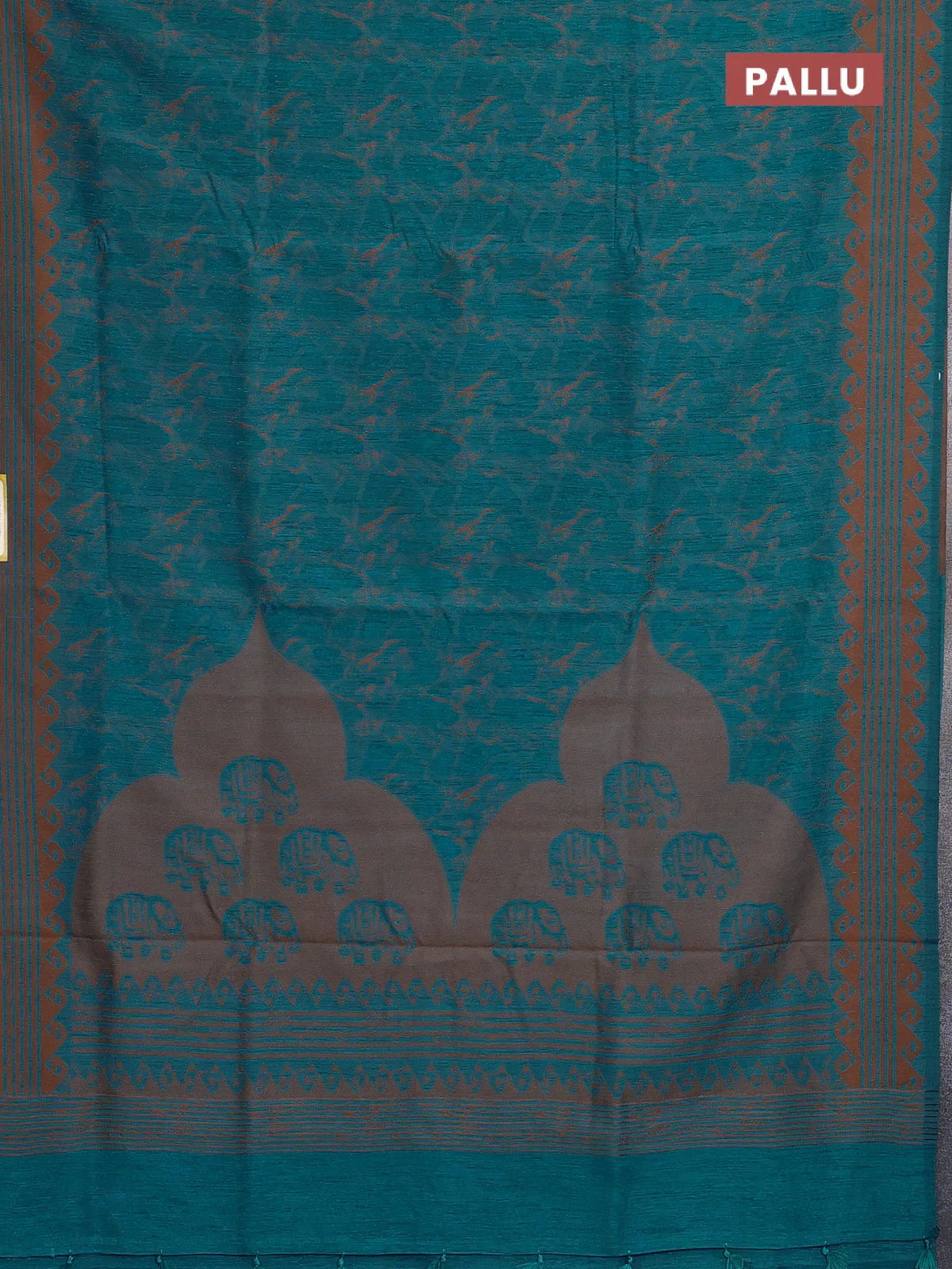 Banarasi semi matka saree teal blue shade with allover thread weaves and thread woven border - Image 3
