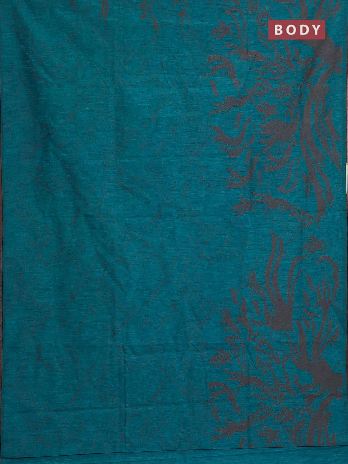 Banarasi semi matka saree teal blue shade with allover thread weaves in borderless style - Image 2