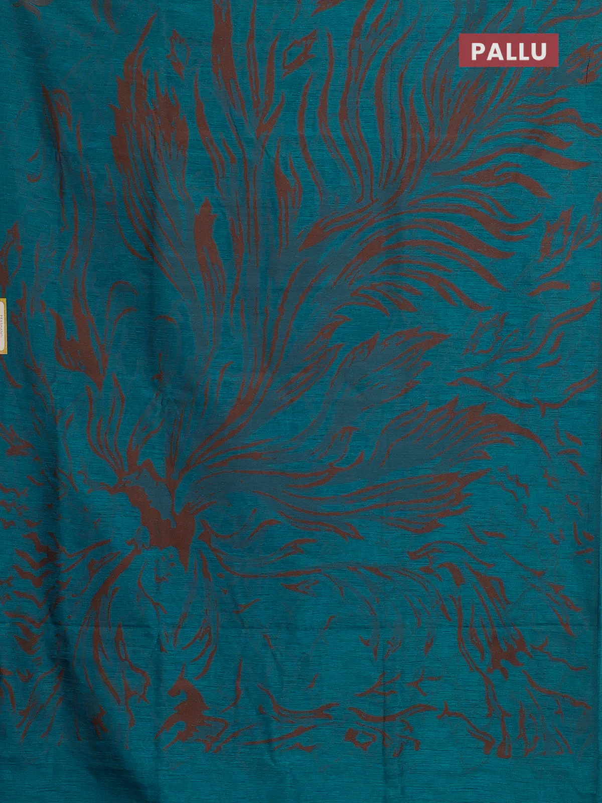 Banarasi semi matka saree teal blue shade with allover thread weaves in borderless style - Image 3