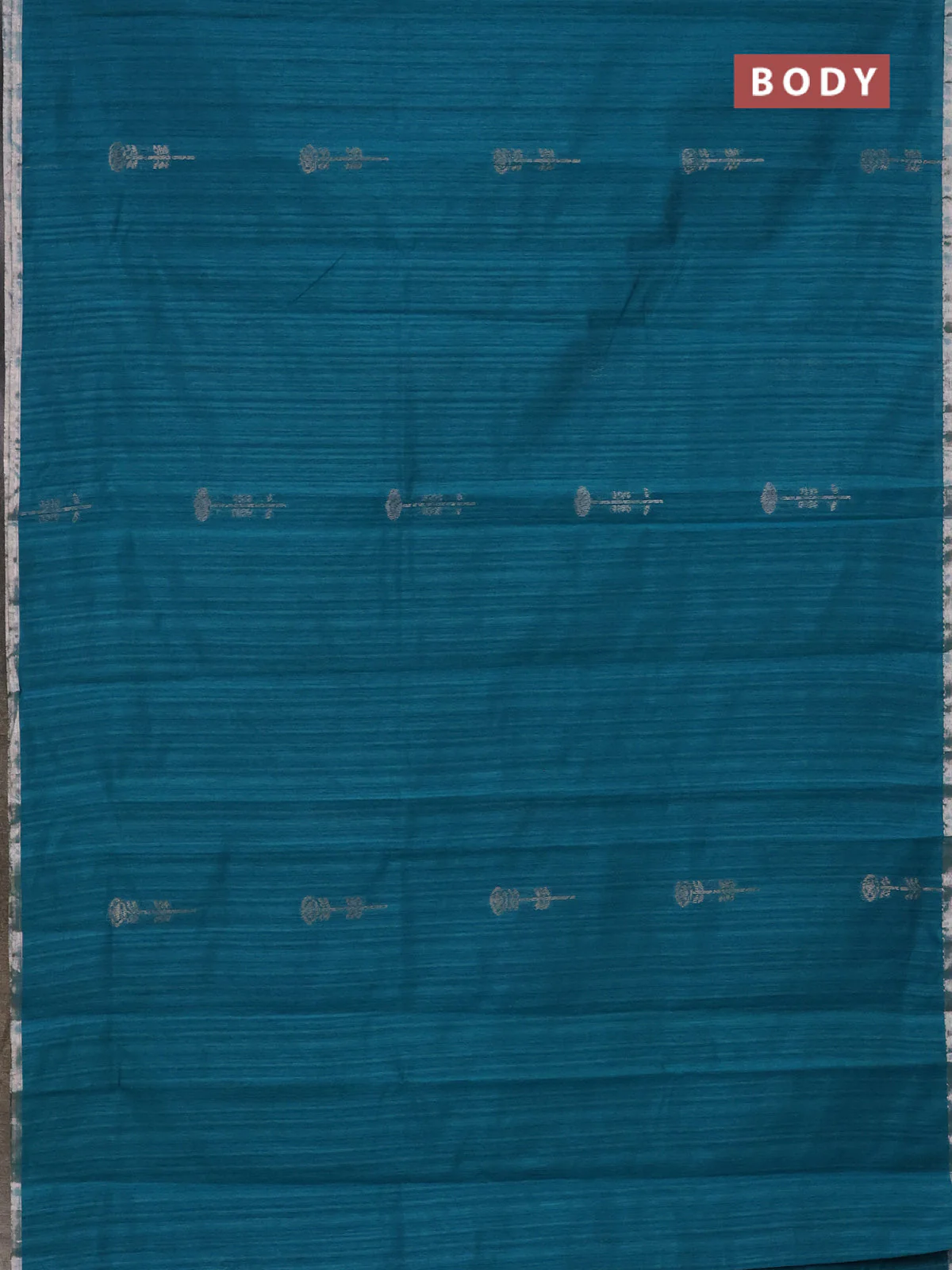 Banarasi semi matka saree teal blue shade with woven buttas and zari woven piping border - Image 2