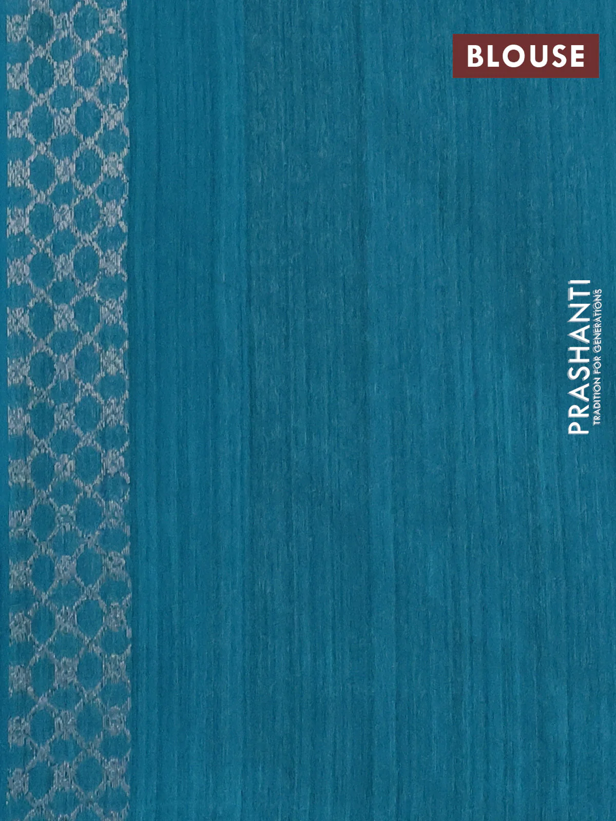 Banarasi semi matka saree teal blue shade with woven buttas and zari woven piping border - Image 4