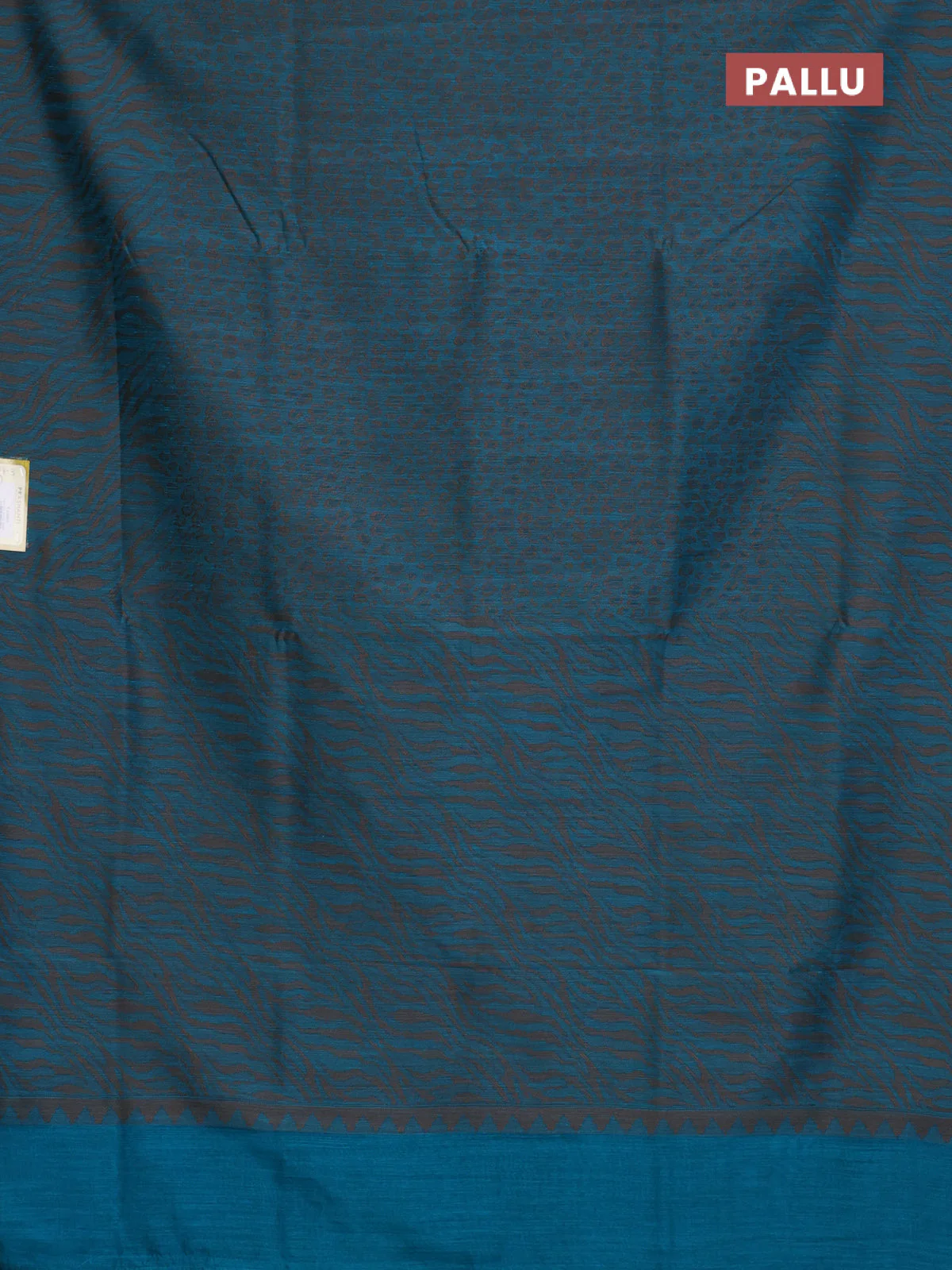 Banarasi semi matka saree teal blue with allover thread weaves in borderless style - Image 3