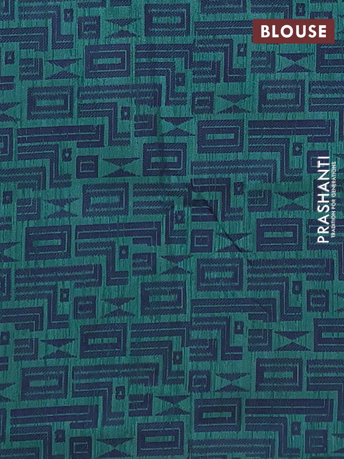 Banarasi semi matka saree teal green and blue with allover thread weaves and thread woven border - Image 4