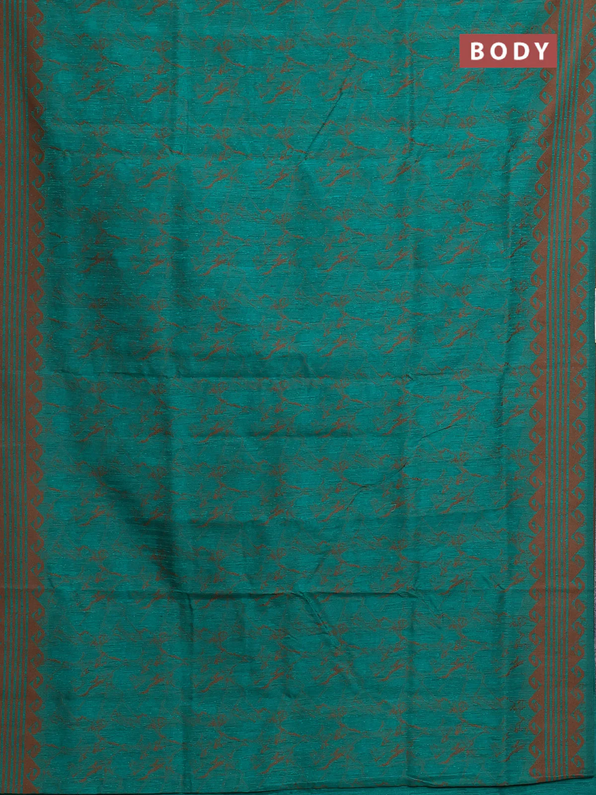 Banarasi semi matka saree teal green and brown with allover thread weaves and thread woven border - Image 2