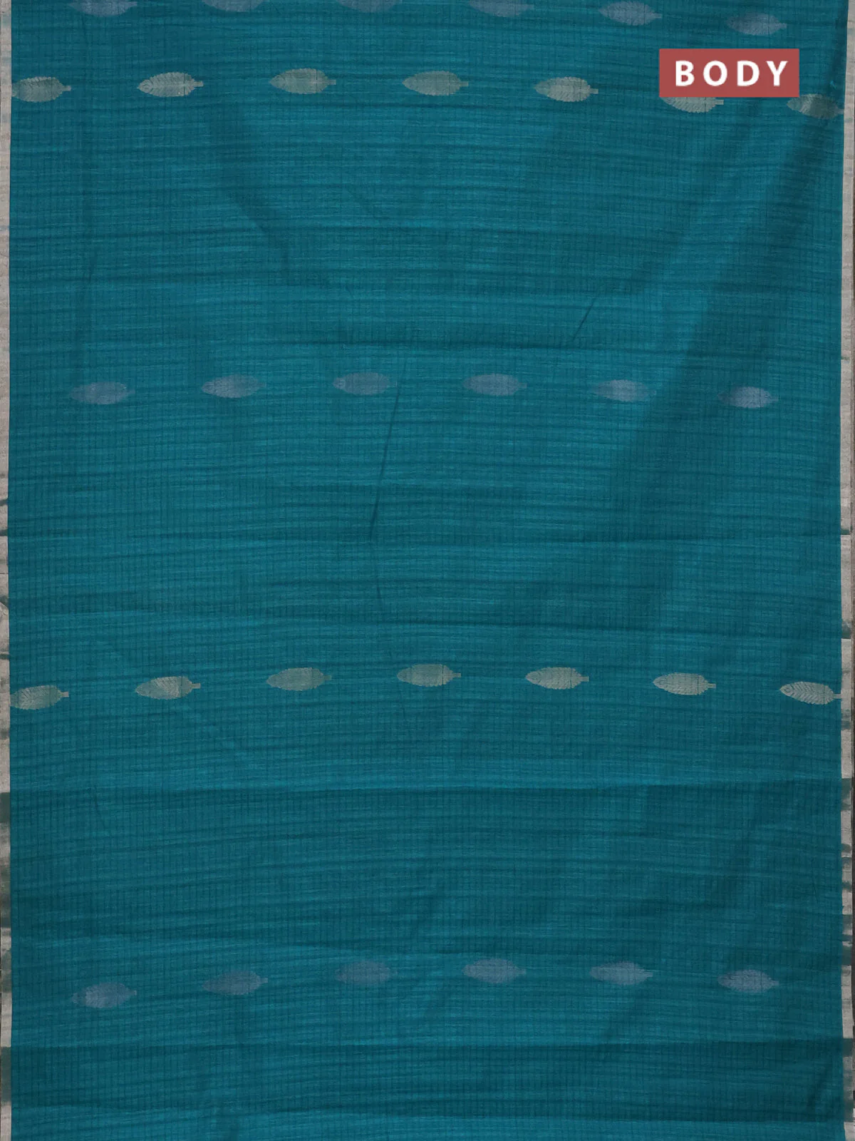 Banarasi semi matka saree teal green blue with silver & gold zari woven buttas and zari woven piping border - Image 2