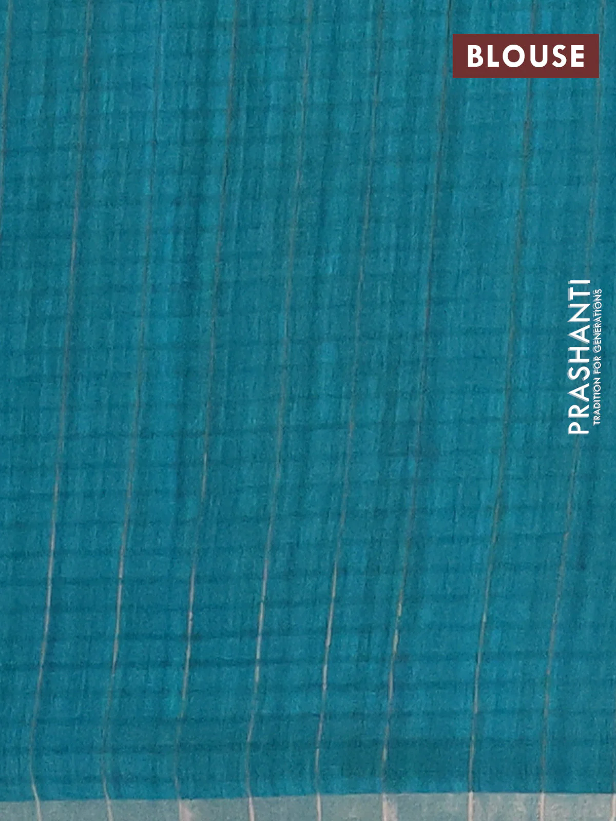 Banarasi semi matka saree teal green blue with silver & gold zari woven buttas and zari woven piping border - Image 4