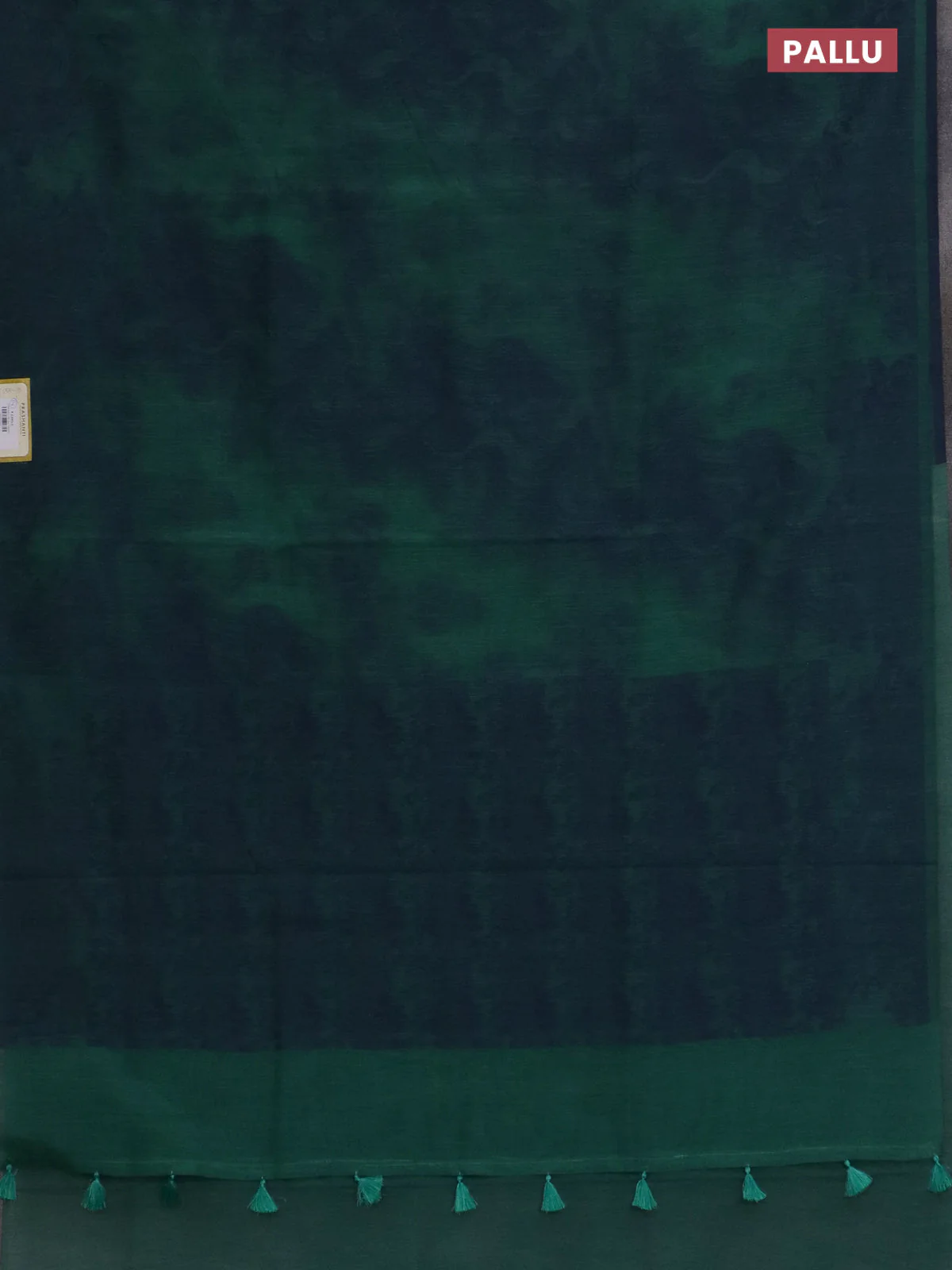 Banarasi semi matka saree teal green shade with allover thread weaves in borderless style - Image 3