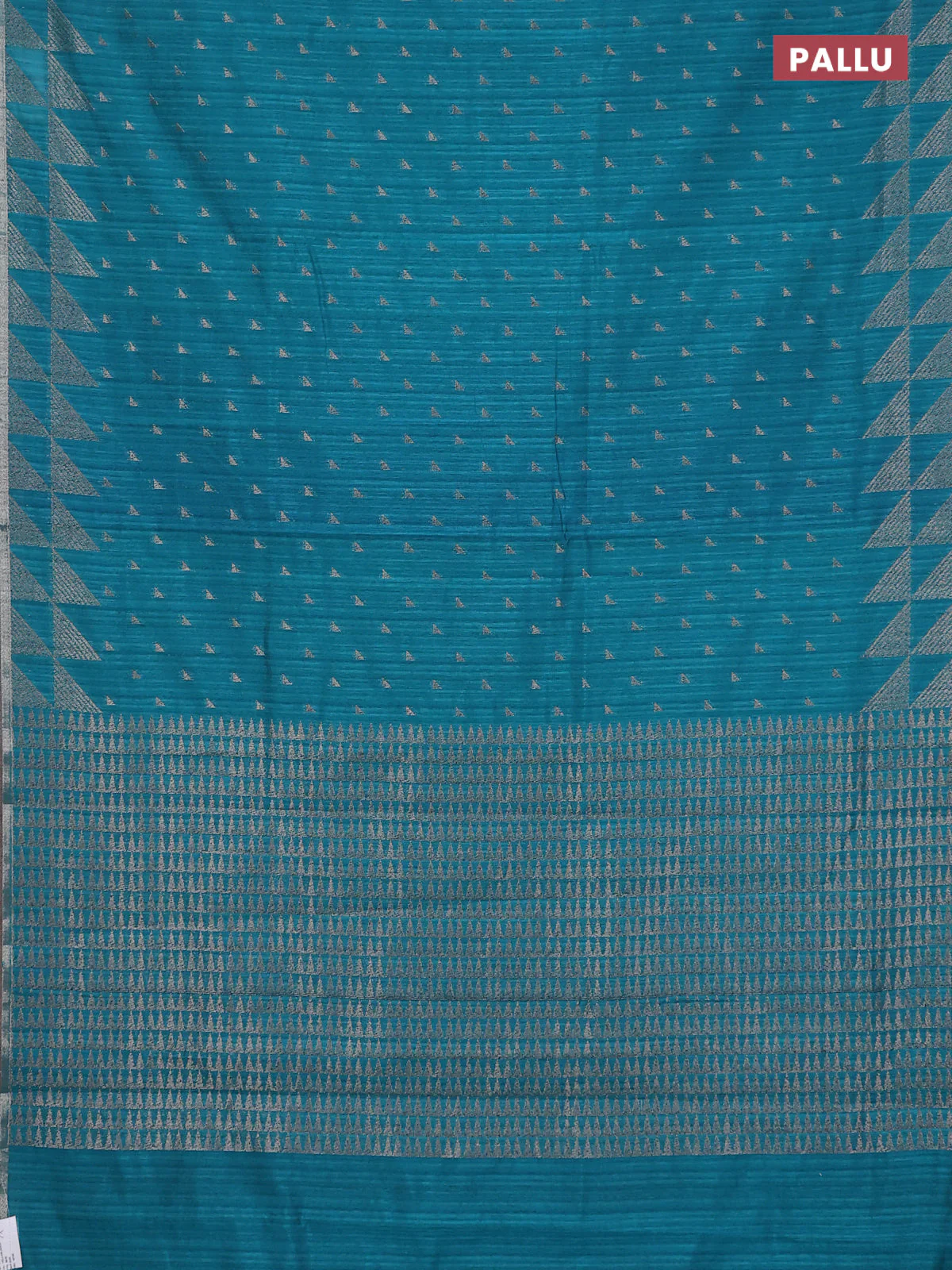 Banarasi semi matka saree teal green shade with allover zari woven geometric buttas and woven border - Image 3