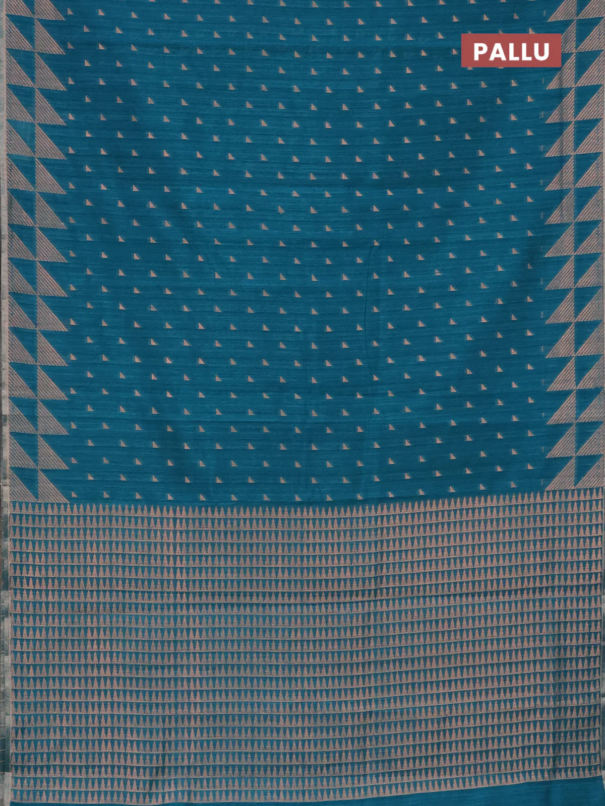 Banarasi semi matka saree teal green shade with allover zari woven geometric buttas and woven border - Image 3