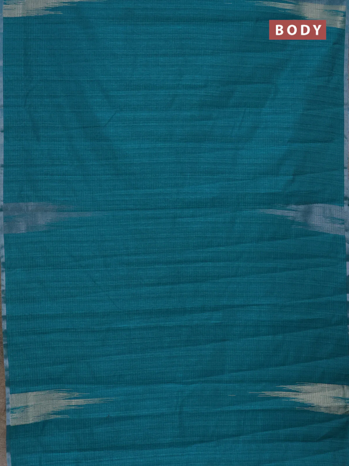 Banarasi semi matka saree teal green shade with plain body and temple design zari woven border - Image 2