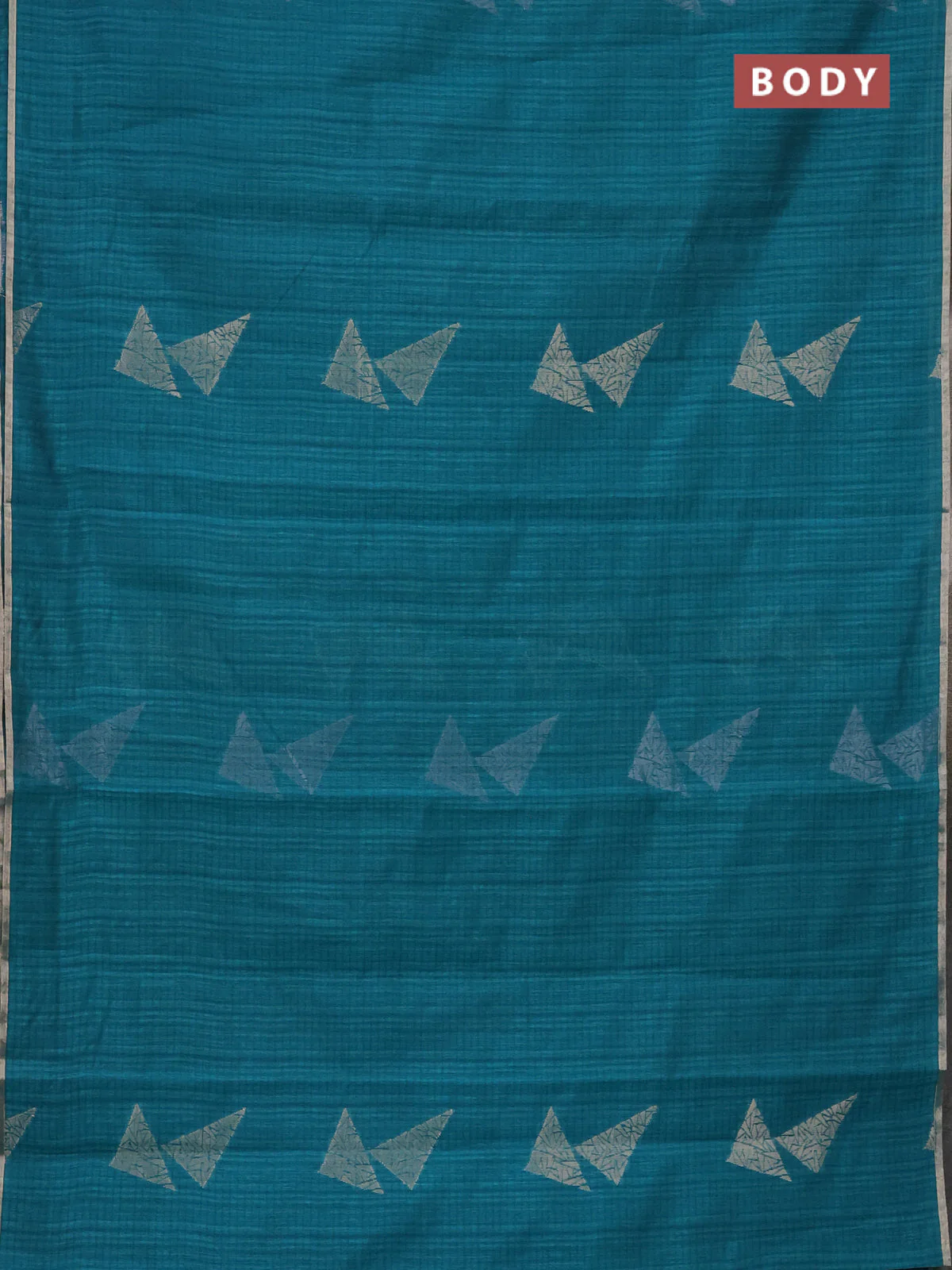 Banarasi semi matka saree teal green shade with silver & gold zari woven buttas and zari woven piping border - Image 2