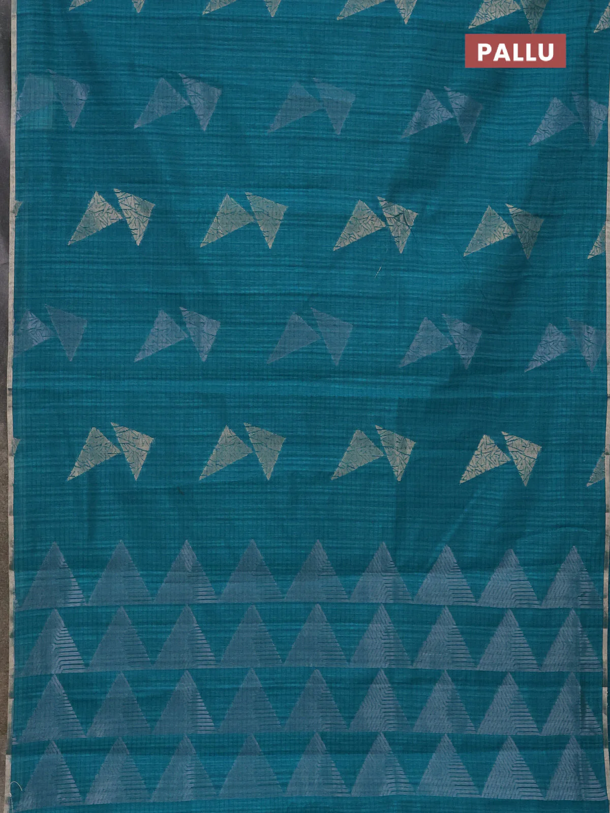 Banarasi semi matka saree teal green shade with silver & gold zari woven buttas and zari woven piping border - Image 3