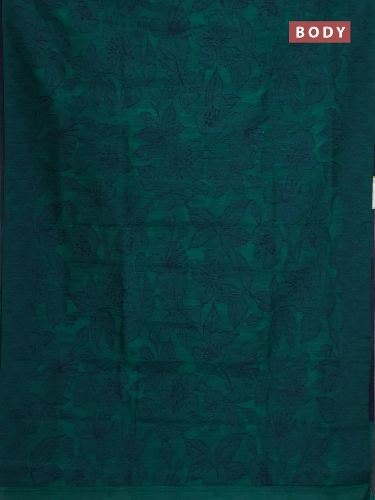 Banarasi semi matka saree teal green with allover thread floral weaves and thread woven border - Image 2