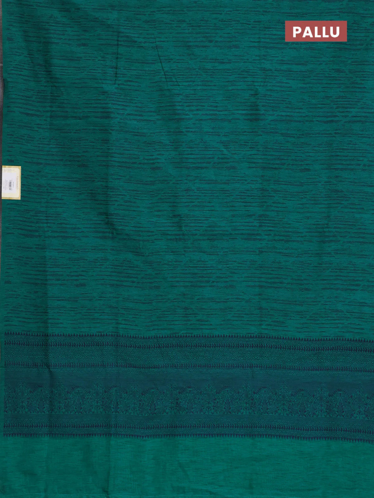 Banarasi semi matka saree teal green with allover thread weaves in borderless style - Image 3