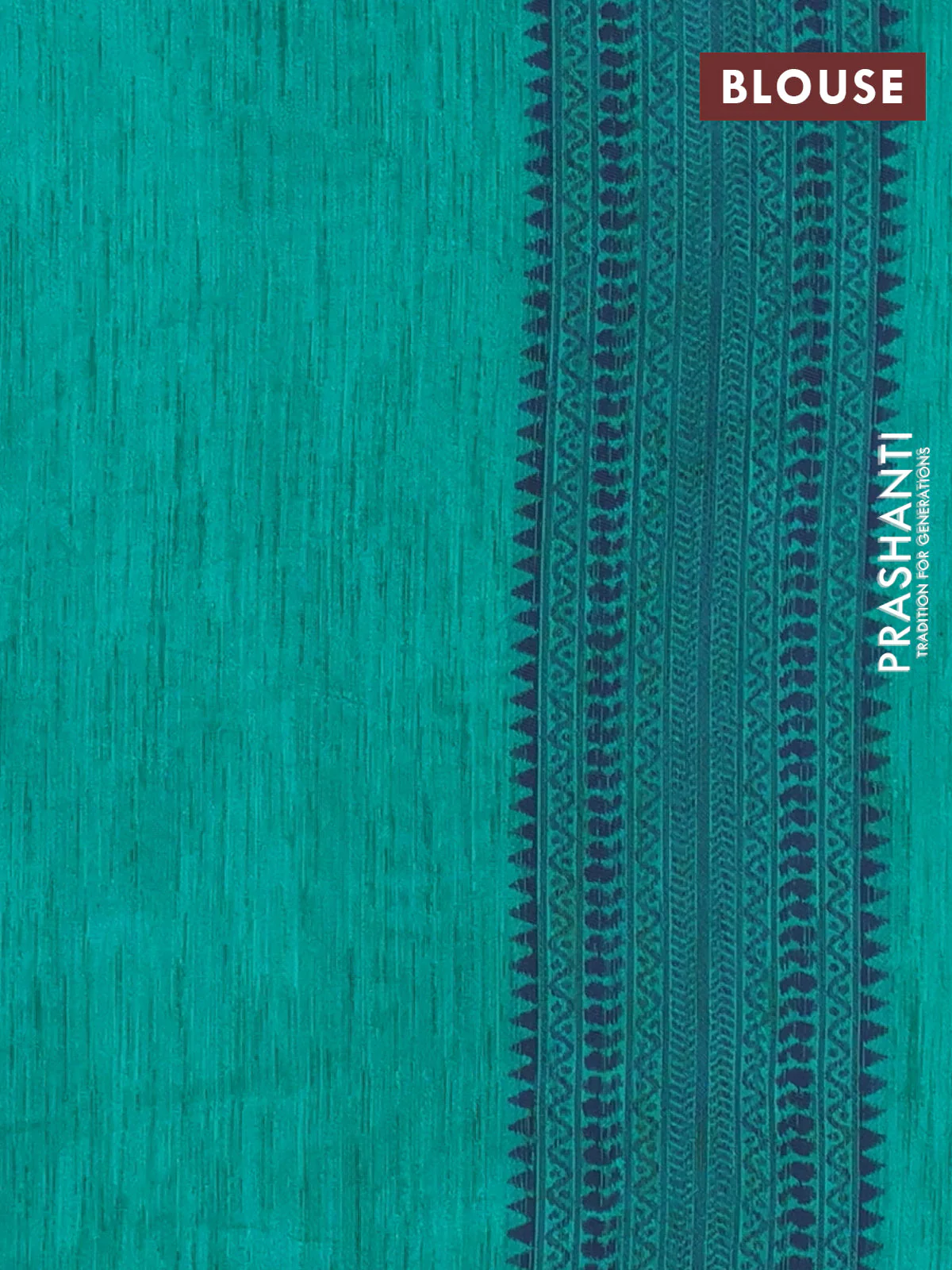 Banarasi semi matka saree teal green with allover thread weaves in borderless style - Image 4