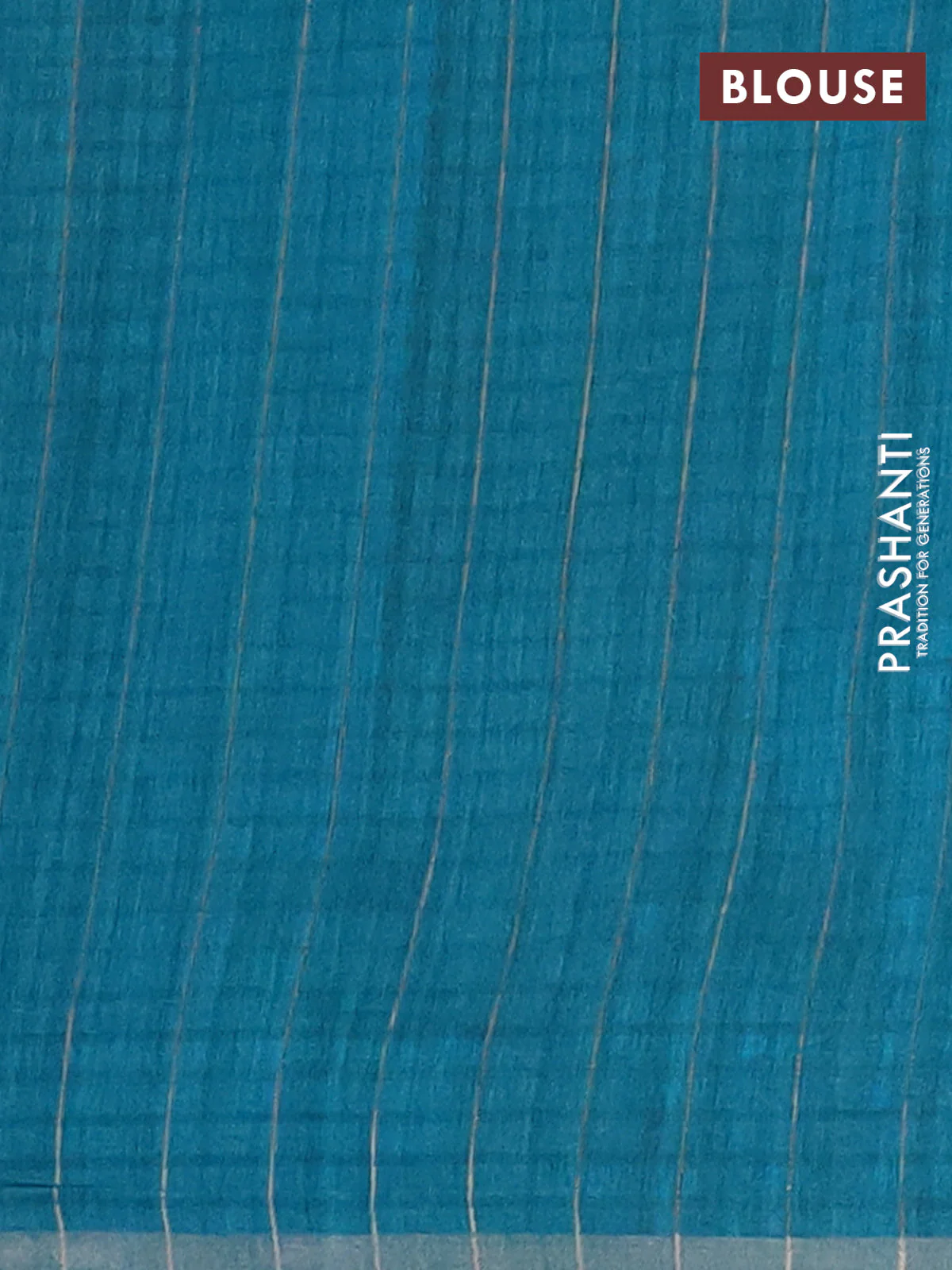 Banarasi semi matka saree teal green with silver & gold zari woven buttas and zari woven piping border - Image 4