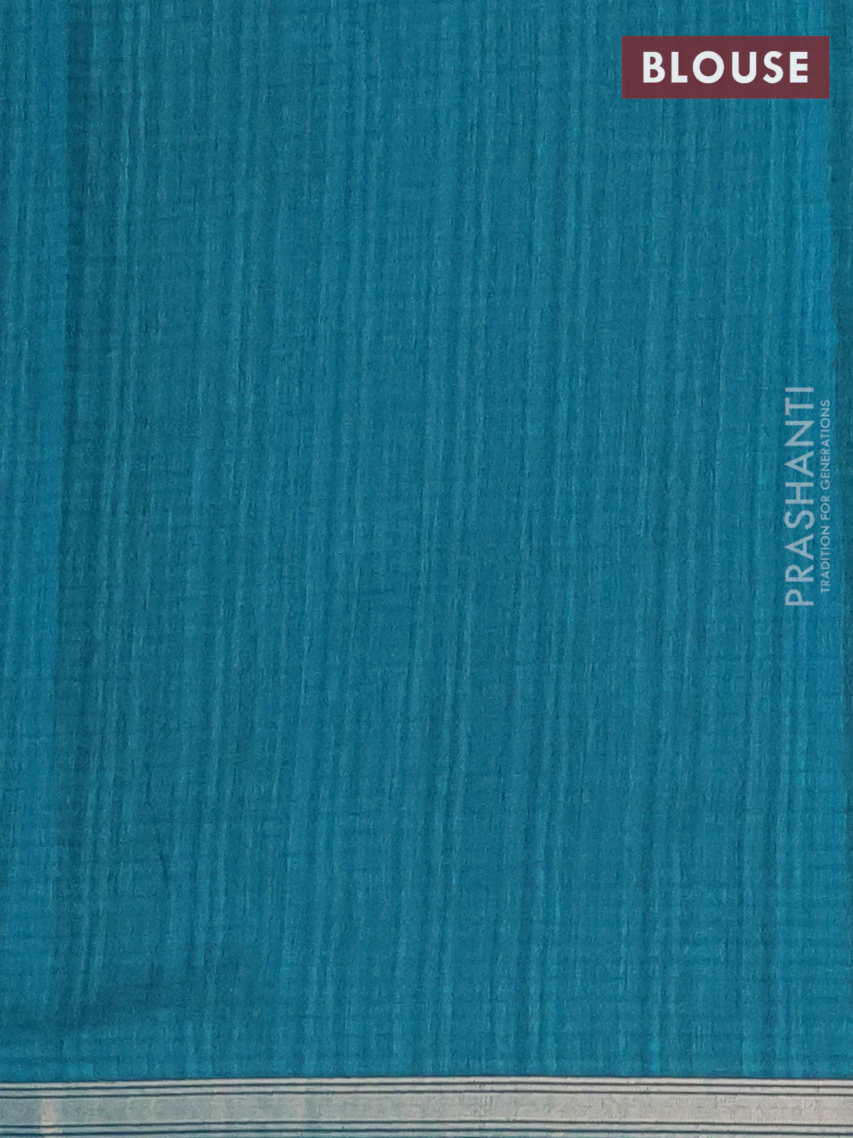 Banarasi semi matka saree teal green with silver & gold zari woven buttas and zari woven piping border - Image 4