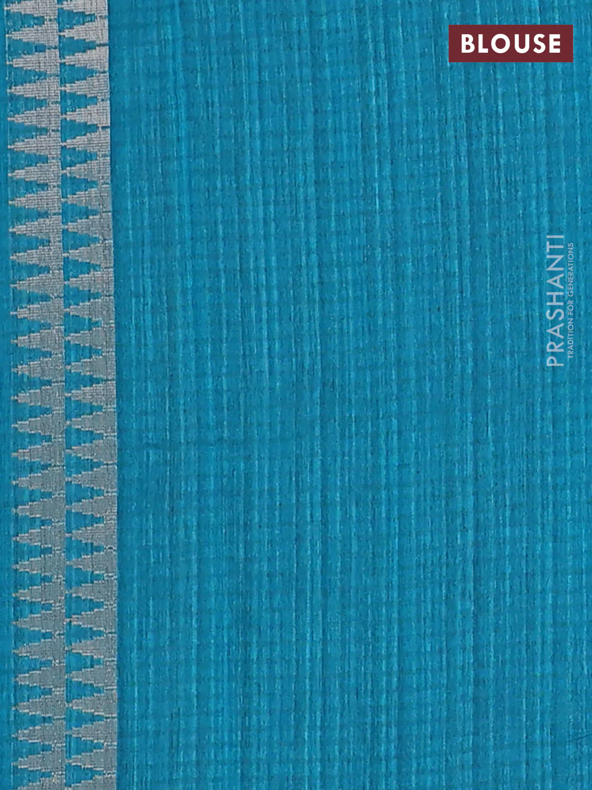 Banarasi semi matka saree teal green with silver & gold zari woven buttas and zari woven piping border - Image 4