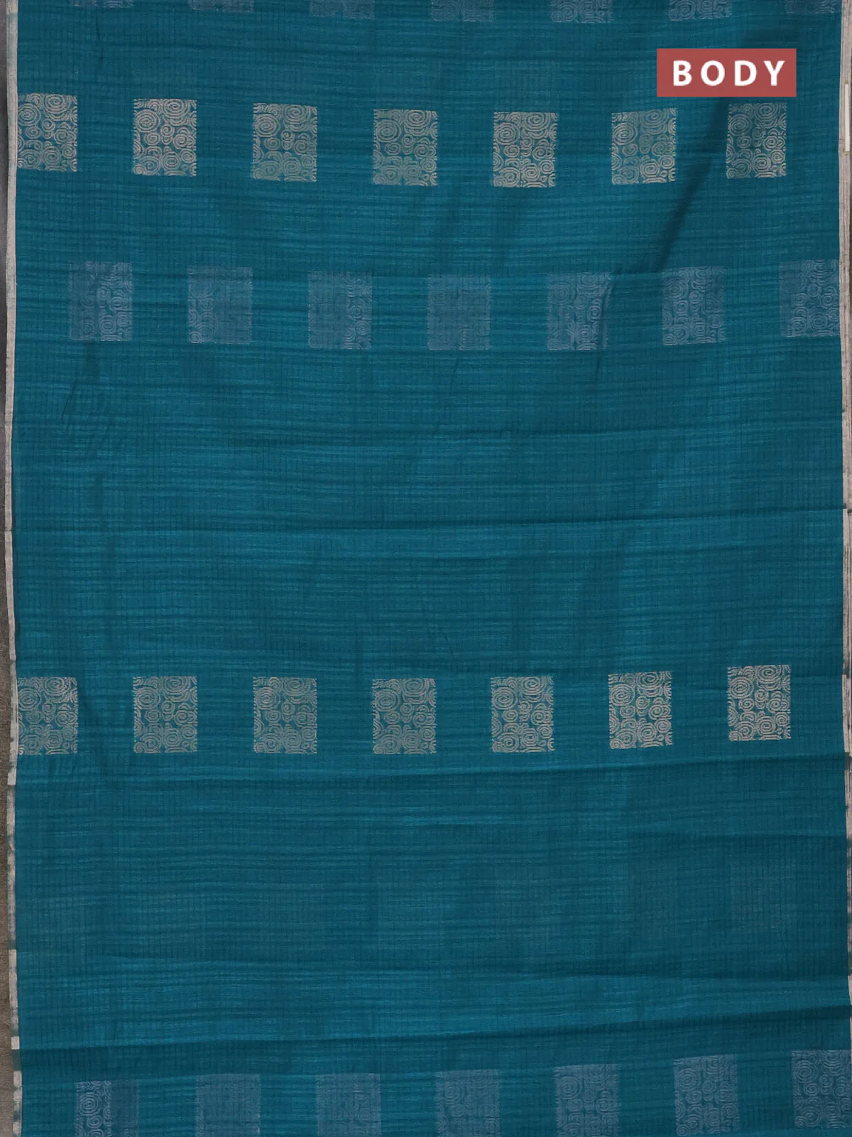 Banarasi semi matka saree teal green with silver & gold zari woven buttas and zari woven piping border - Image 2