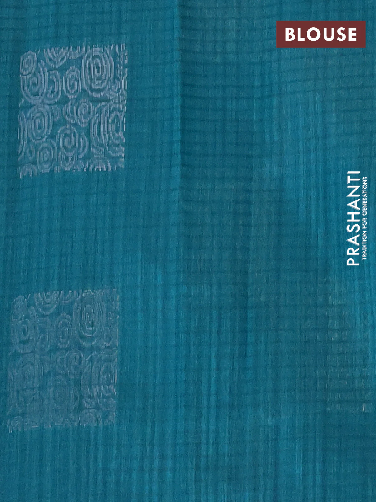 Banarasi semi matka saree teal green with silver & gold zari woven buttas and zari woven piping border - Image 4