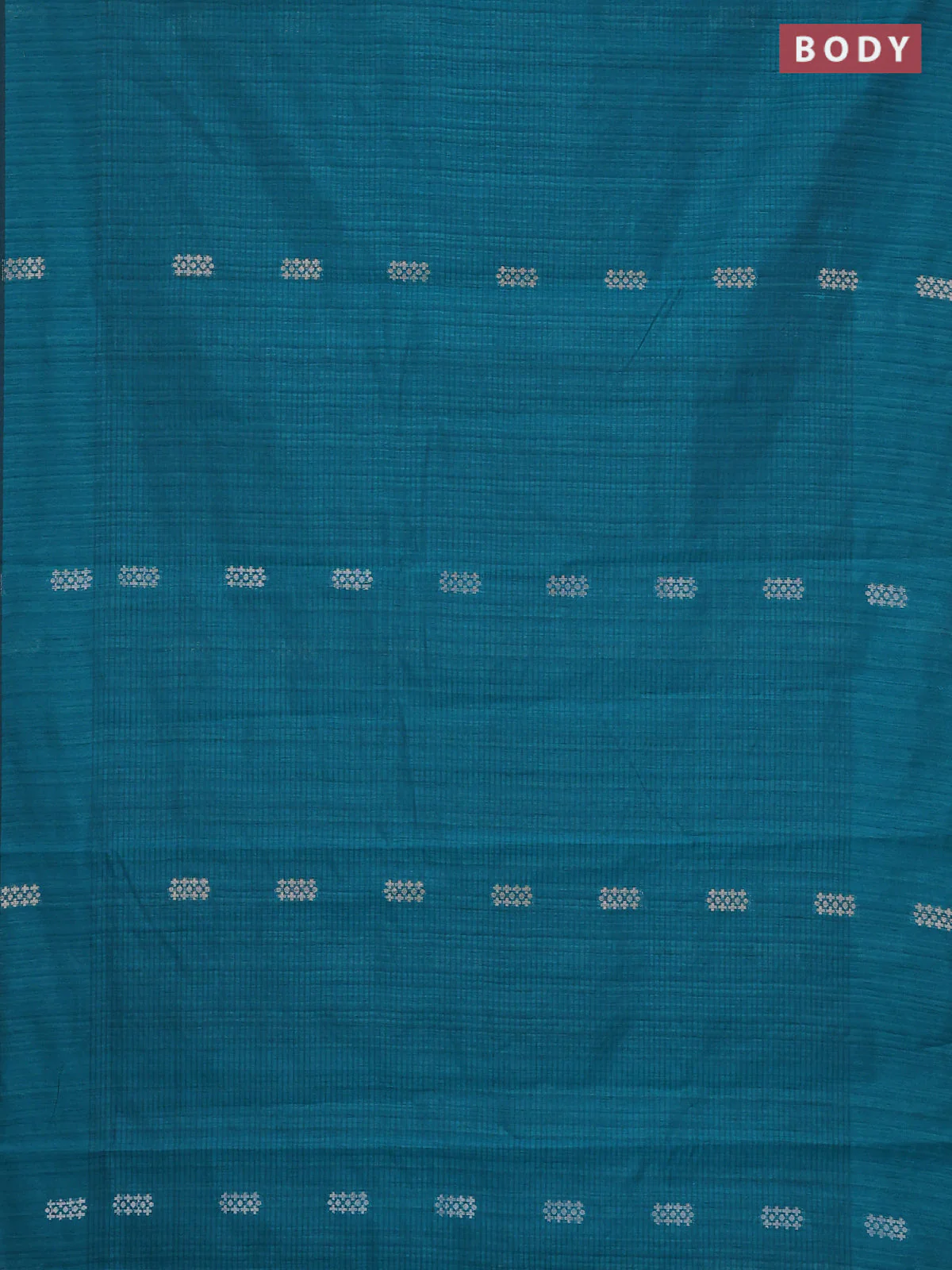 Banarasi semi matka saree teal green with silver & gold zari woven buttas in borderless style - Image 2