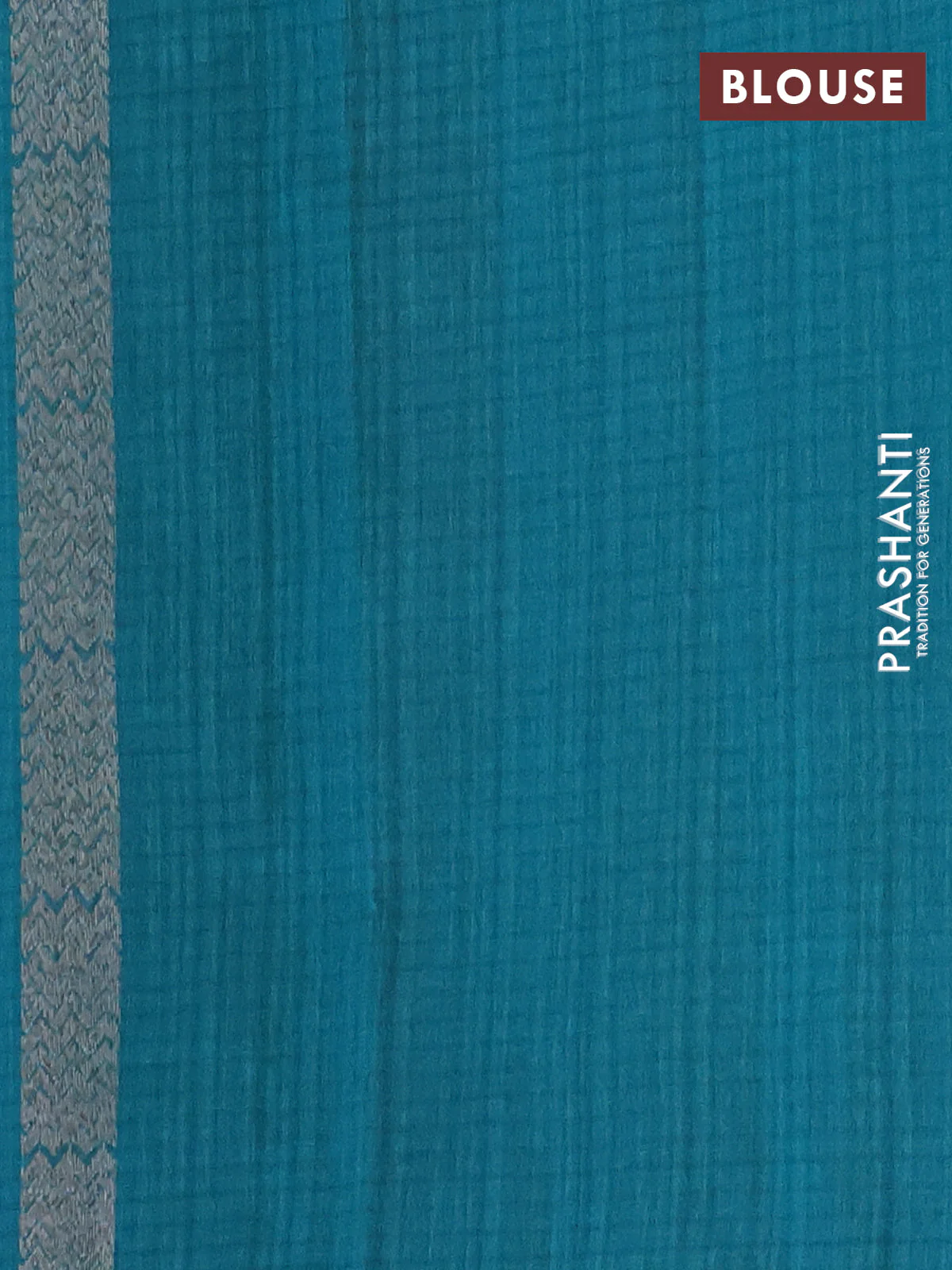 Banarasi semi matka saree teal green with silver zari woven buttas and zari woven border - Image 4