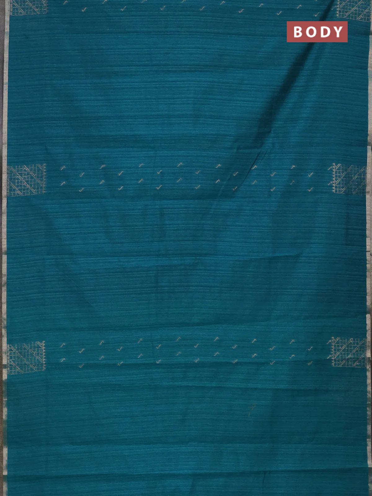 Banarasi semi matka saree teal green with thread & silver zari woven buttas and woven border - Image 2
