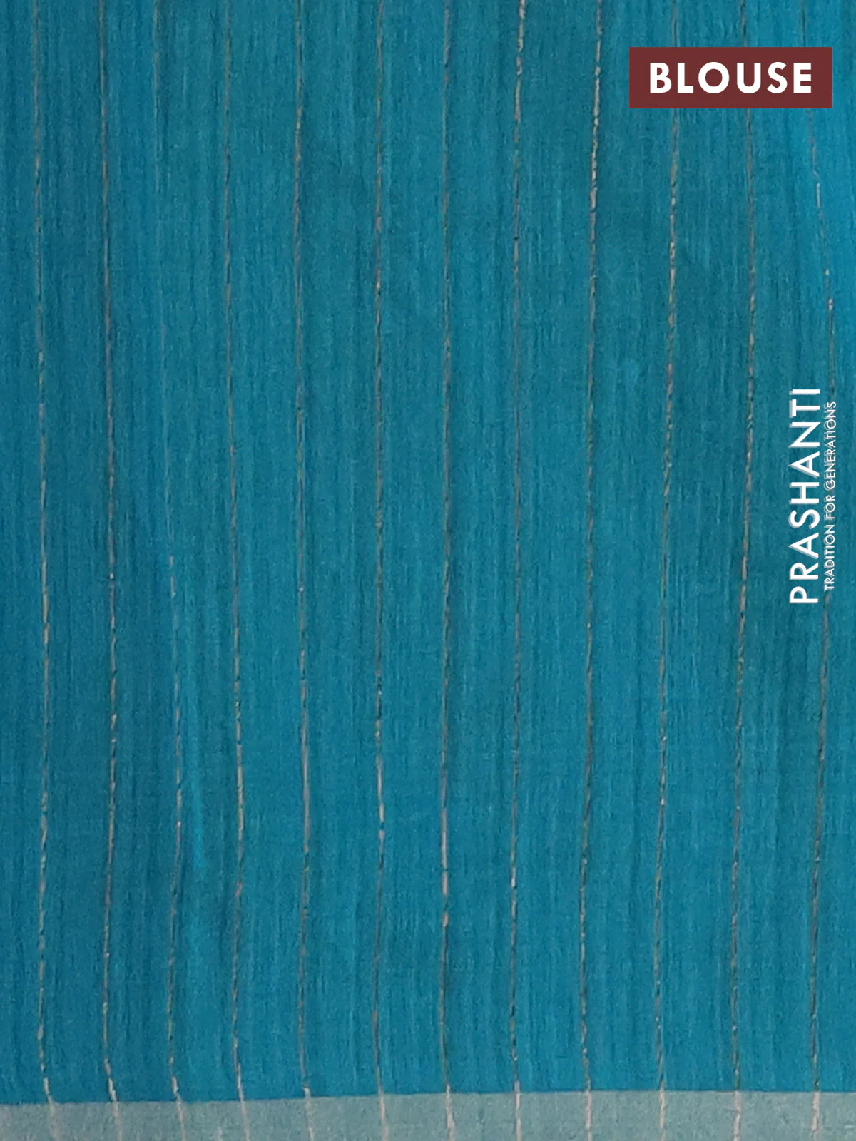 Banarasi semi matka saree teal green with thread & silver zari woven buttas and woven border - Image 4