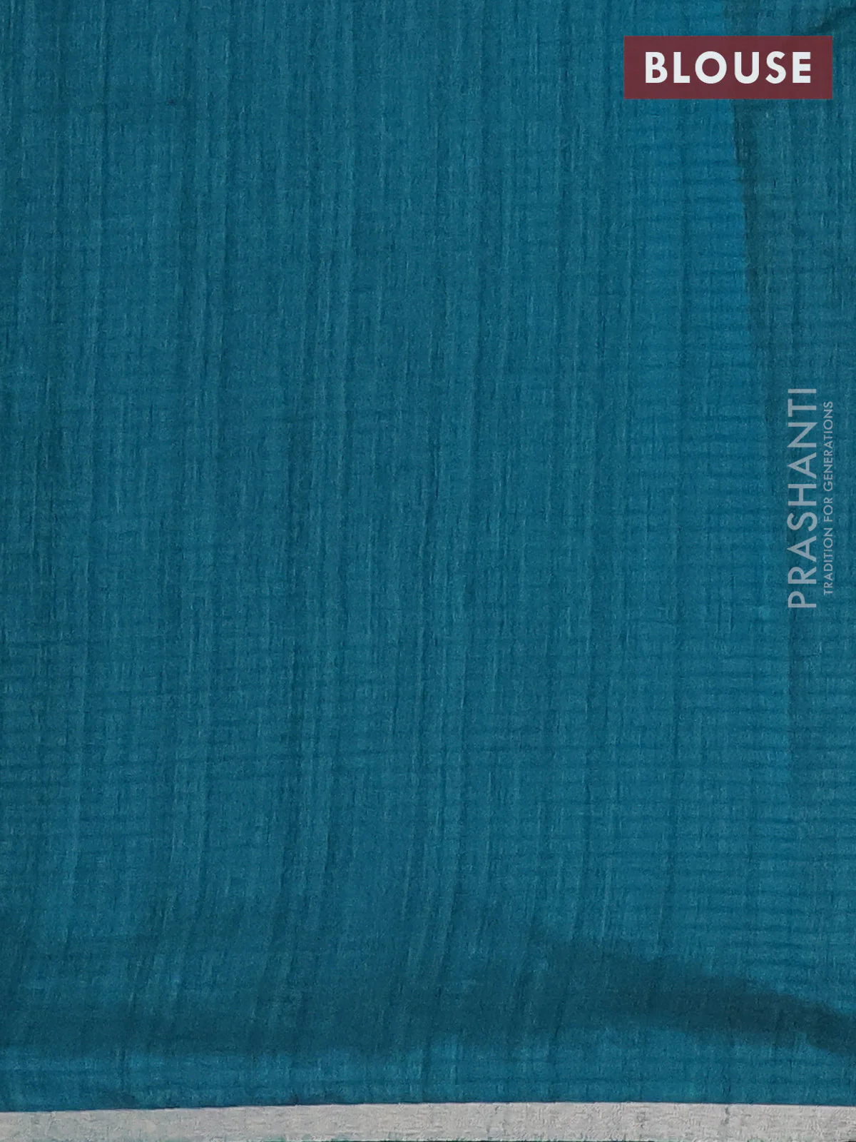 Banarasi semi matka saree teal green with thread & silver zari woven buttas and zari woven piping border - Image 4