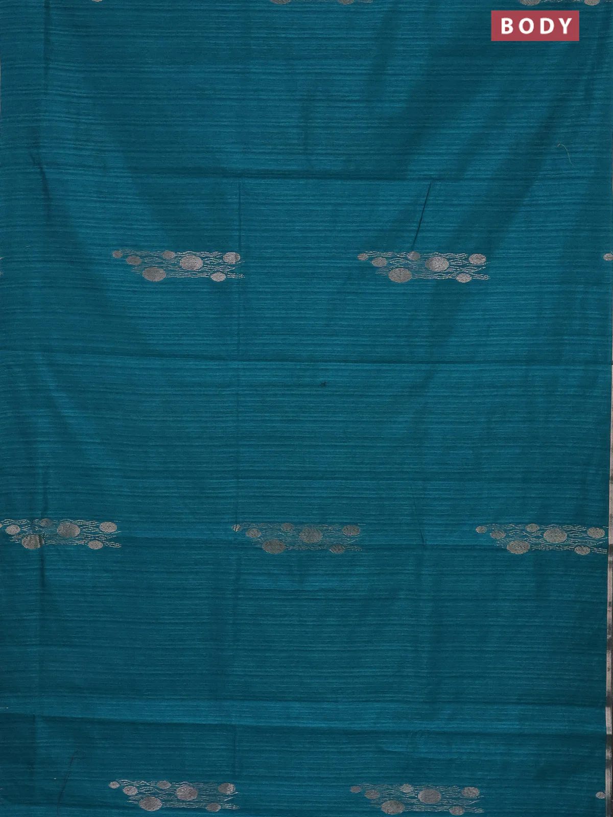Banarasi semi matka saree teal green with thread & silver zari woven buttas and zari woven piping border - Image 2