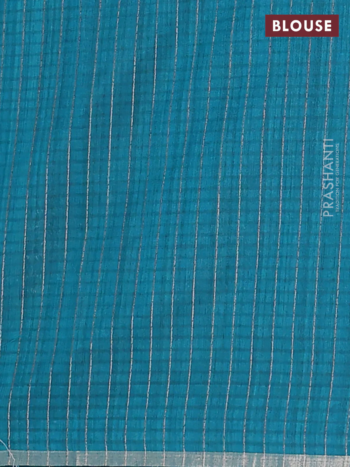 Banarasi semi matka saree teal green with woven buttas and zari woven piping border - Image 4