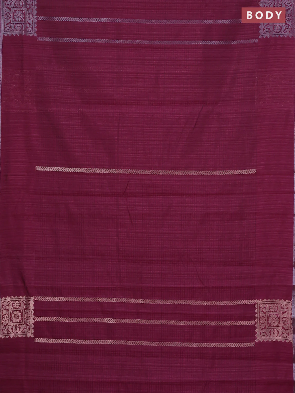 Banarasi semi matka saree wine shade with allover silver & gold zari weaves and zari woven butta border - Image 2