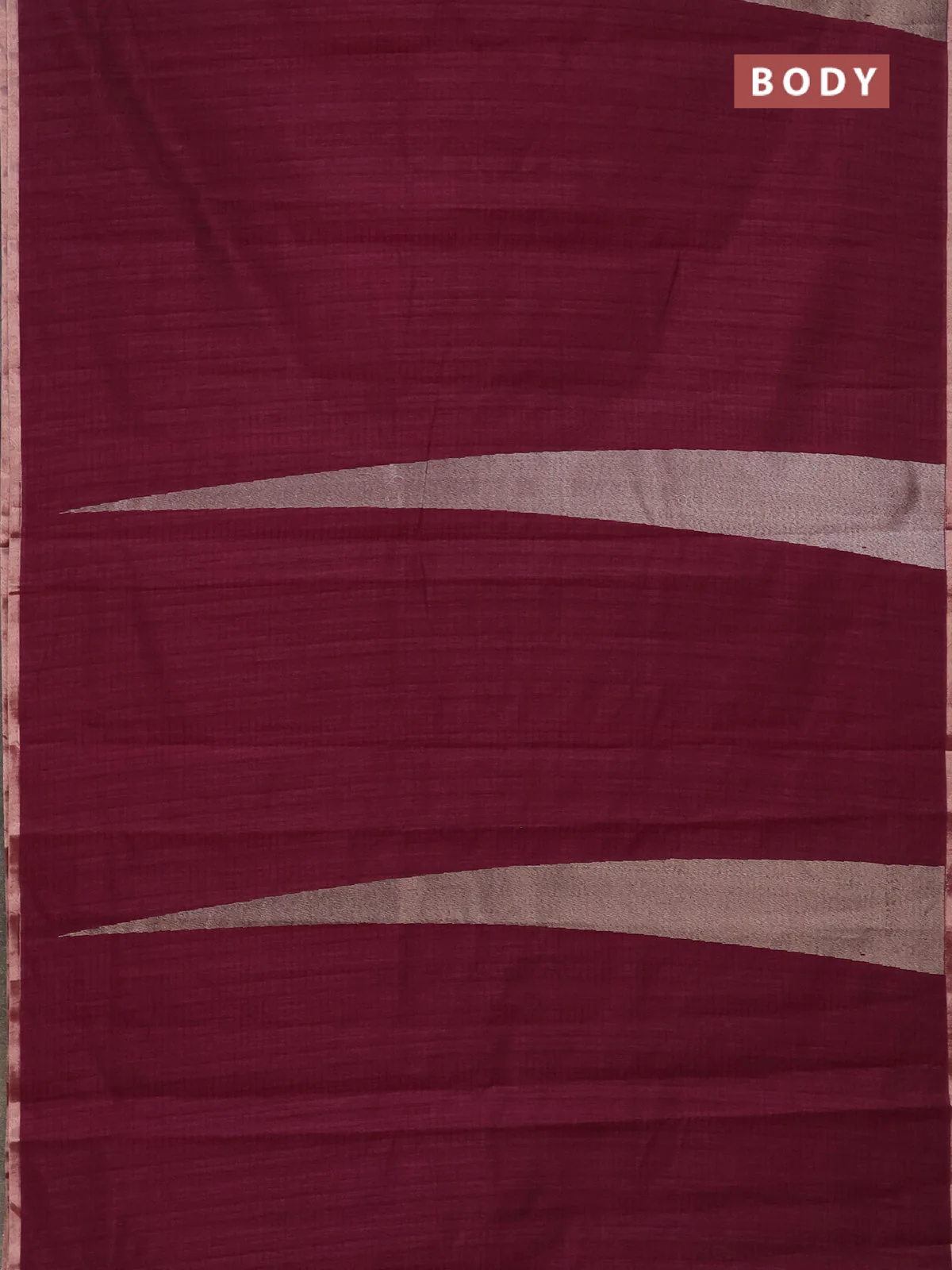 Banarasi semi matka saree wine shade with allover thread & silver zari stripe pattern and zari woven piping border - Image 2