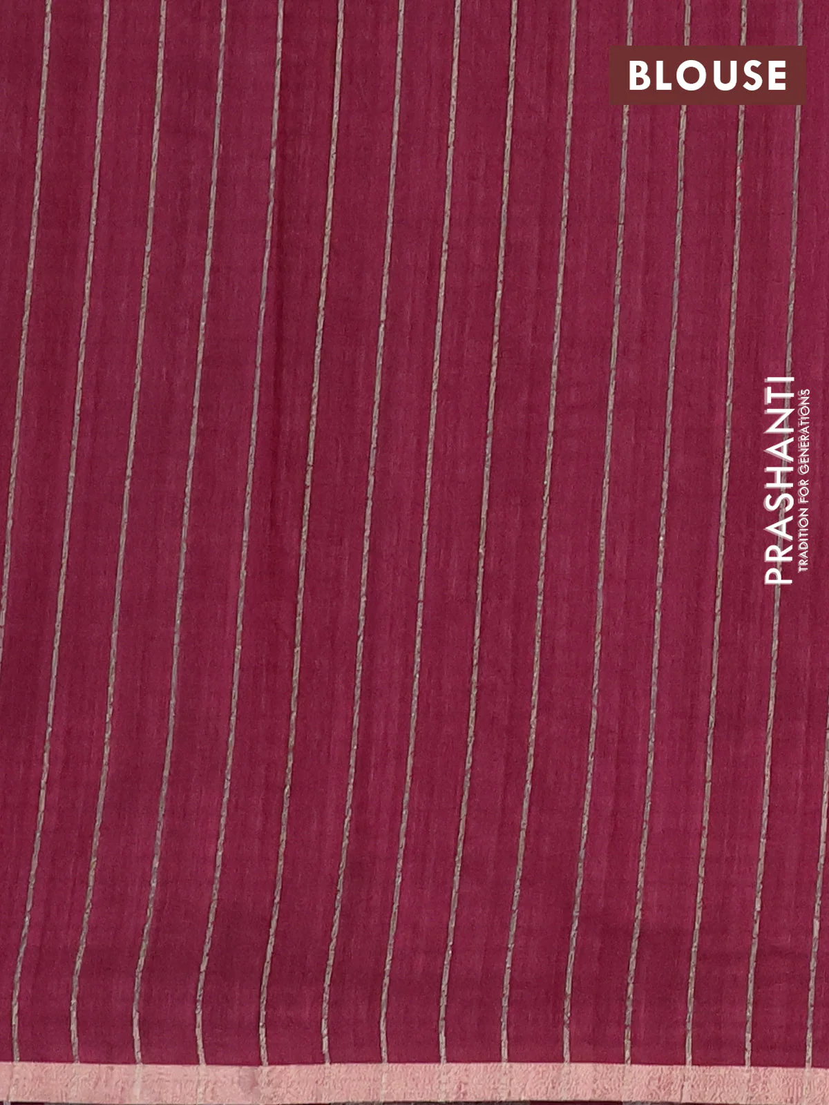 Banarasi semi matka saree wine shade with allover thread & silver zari stripe pattern and zari woven piping border - Image 4