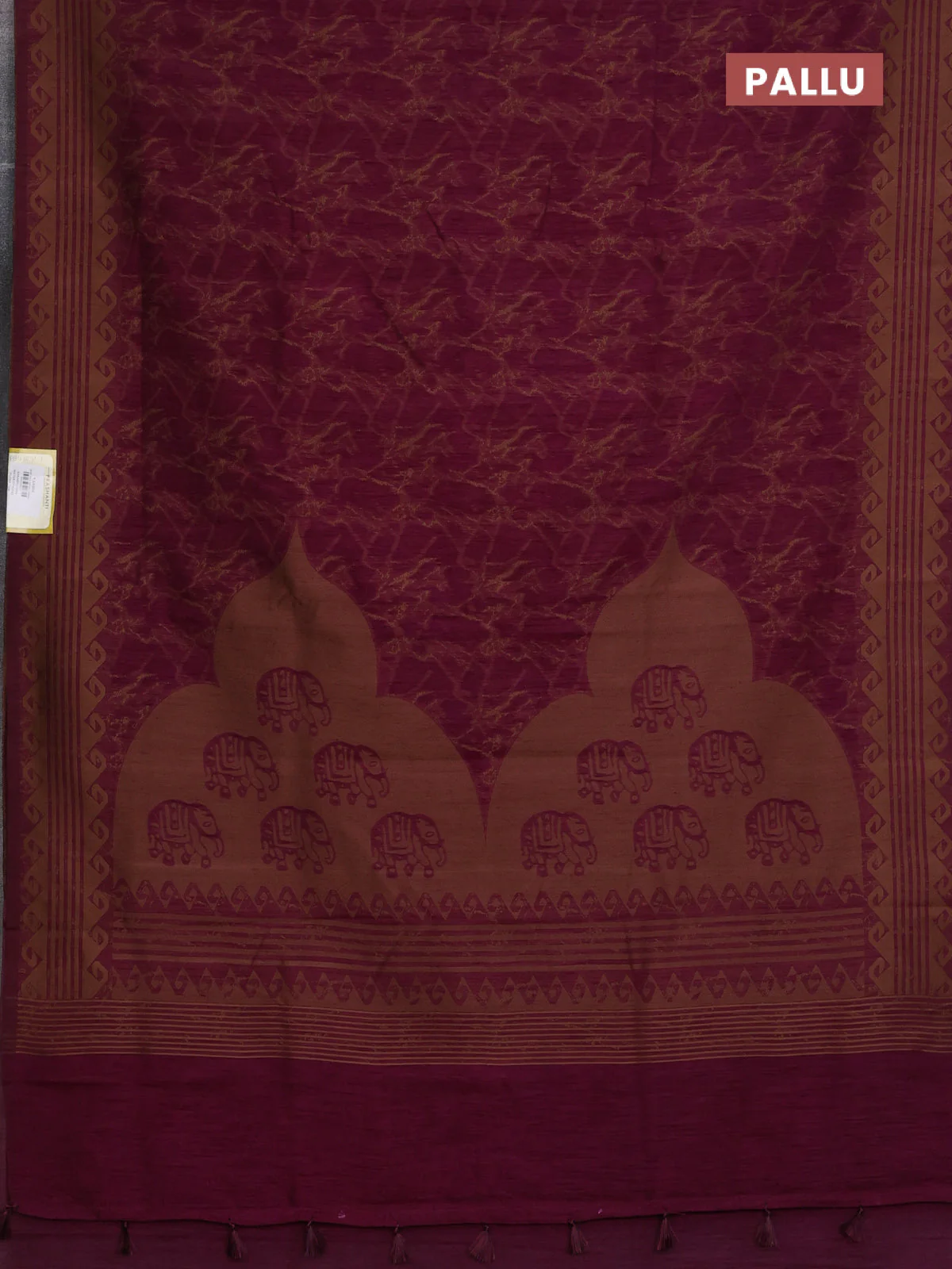 Banarasi semi matka saree wine shade with allover thread weaves and thread woven border - Image 3