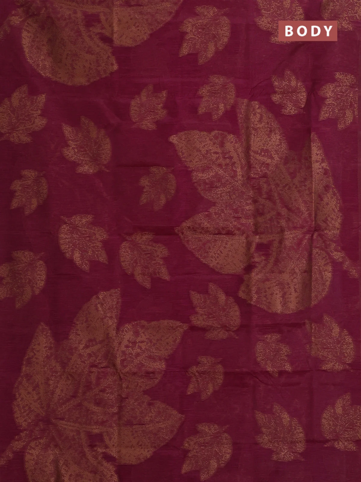 Banarasi semi matka saree wine shade with allover thread woven leaf butta weaves in borderless style - Image 2