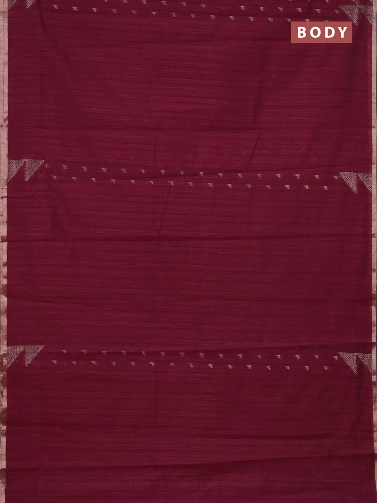 Banarasi semi matka saree wine shade with allover zari woven geometric buttas and woven border - Image 2