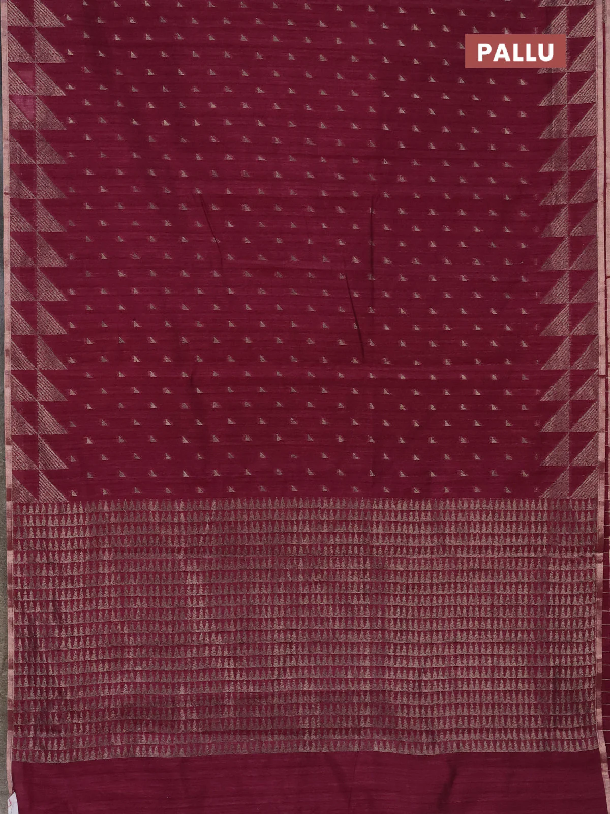 Banarasi semi matka saree wine shade with allover zari woven geometric buttas and woven border - Image 3